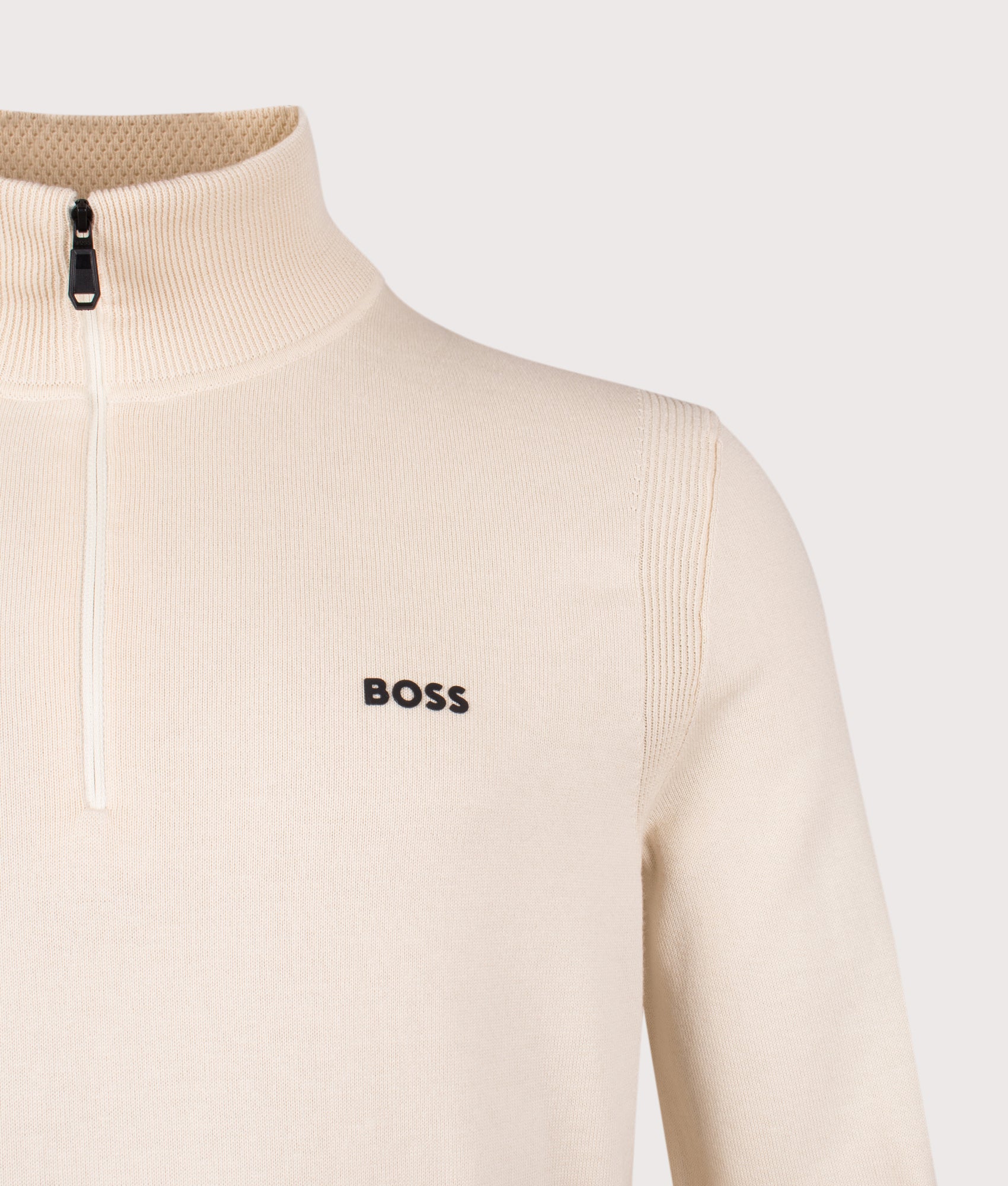 Ever X Quarter Zip Sweatshirt in Open White | Regenerative Cotton | BOSS | EQVVS | Front detail shot 