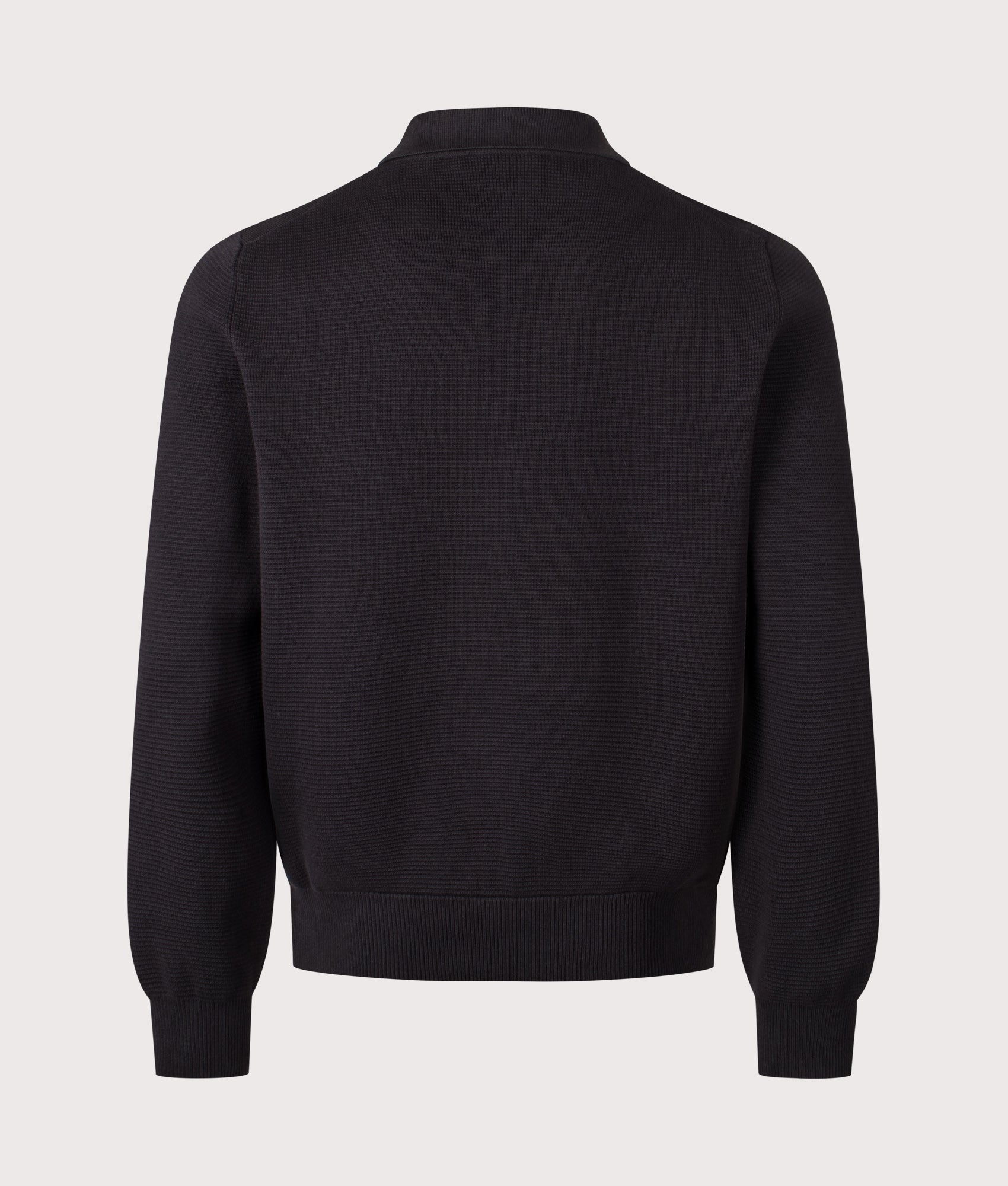 Relaxed Fit Long Sleeve San Pauley Polo Shirt in Black. 100% Cotton | HUGO | EQVVS | Back shot 