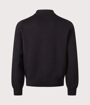 Relaxed Fit Long Sleeve San Pauley Polo Shirt in Black. 100% Cotton | HUGO | EQVVS | Back shot 