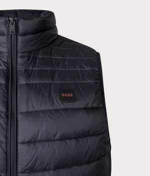 Odeno2 Packable Gilet in Black at EQVVS Menswear.  Detail Shot. 