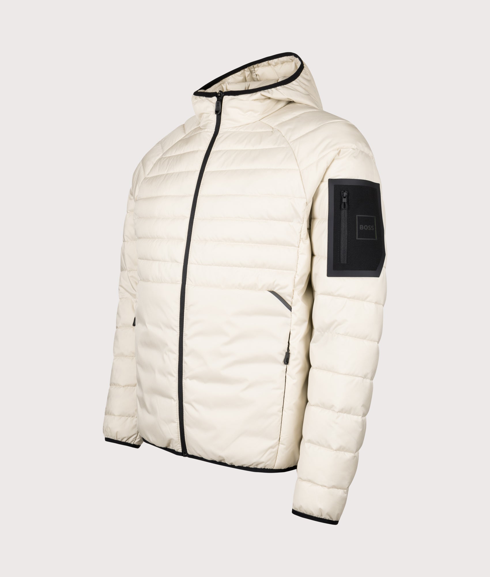 Urbanex Hooded Jacket in Open White | BOSS | EQVVS | Front angle shot 