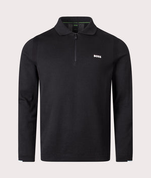 Ever X Quarter Zip Sweatshirt in Black | 100% Cotton | BOSS | EQVVS | Front shot 
