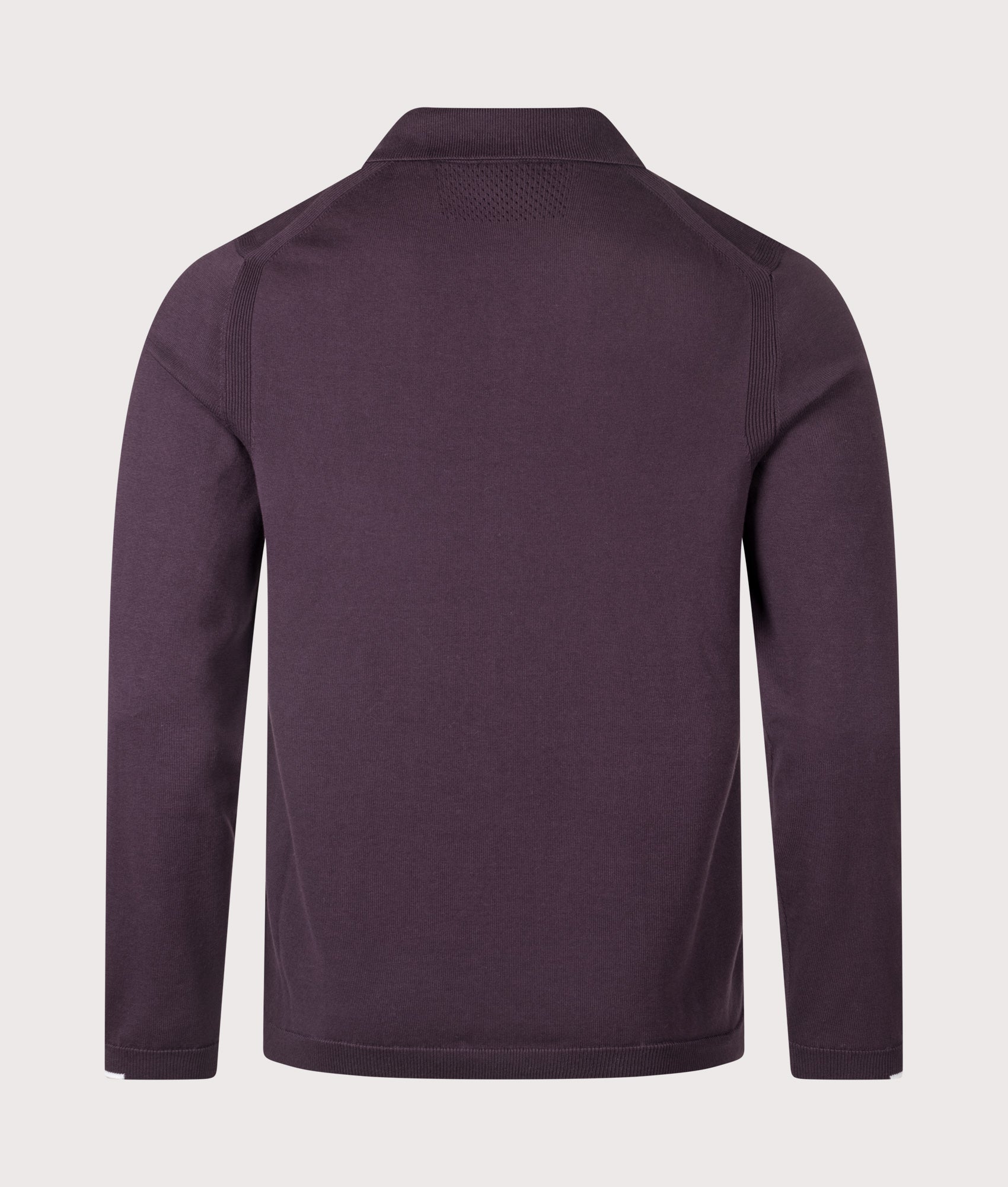 Ever-X Knitted Long Sleeve Polo Shirt in Medium Purple | 100% Cotton | BOSS | EQVVS | Back shot 
