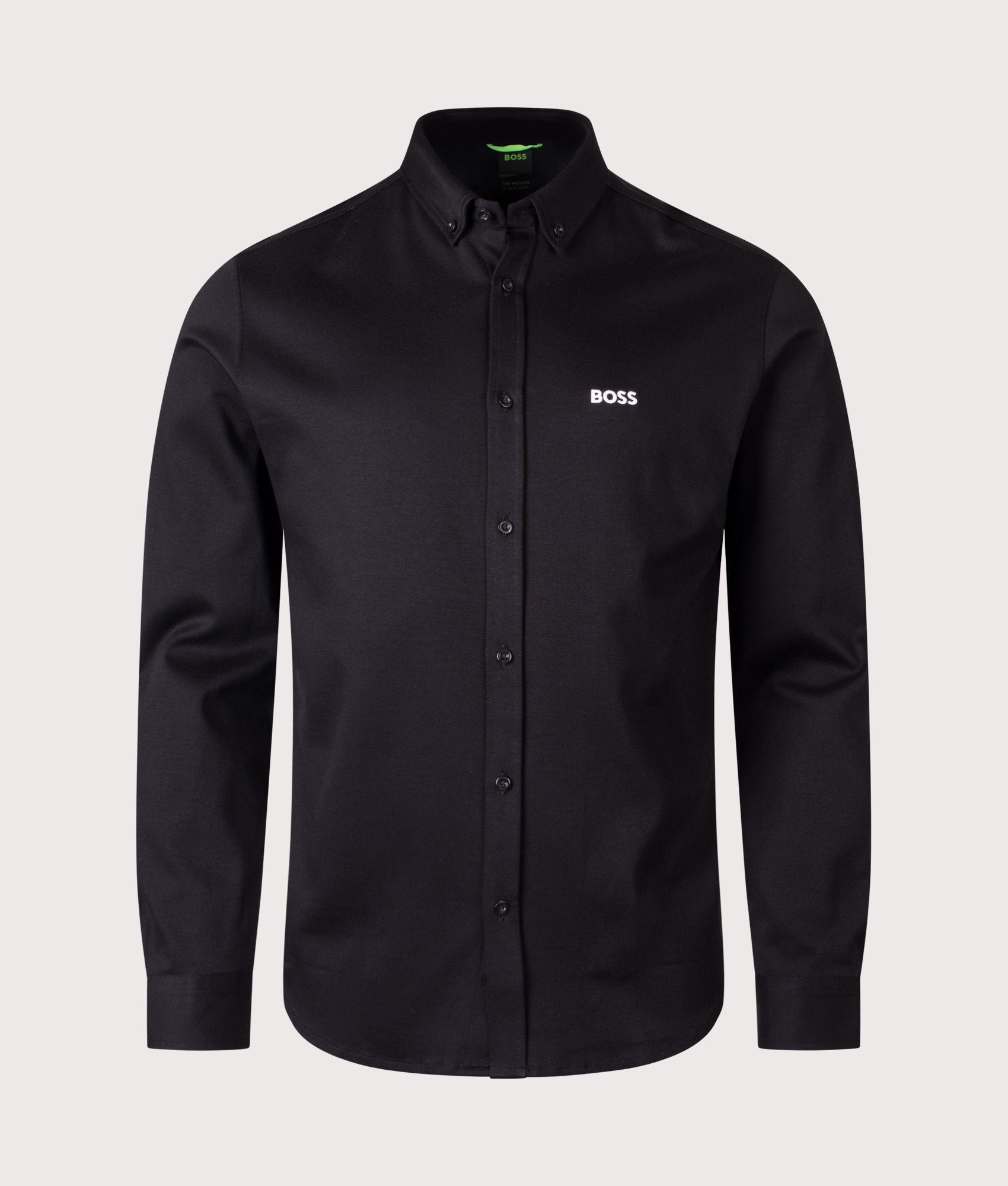 Motion Shirt in Black | 100% Cotton | BOSS | EQVVS | Front shot 