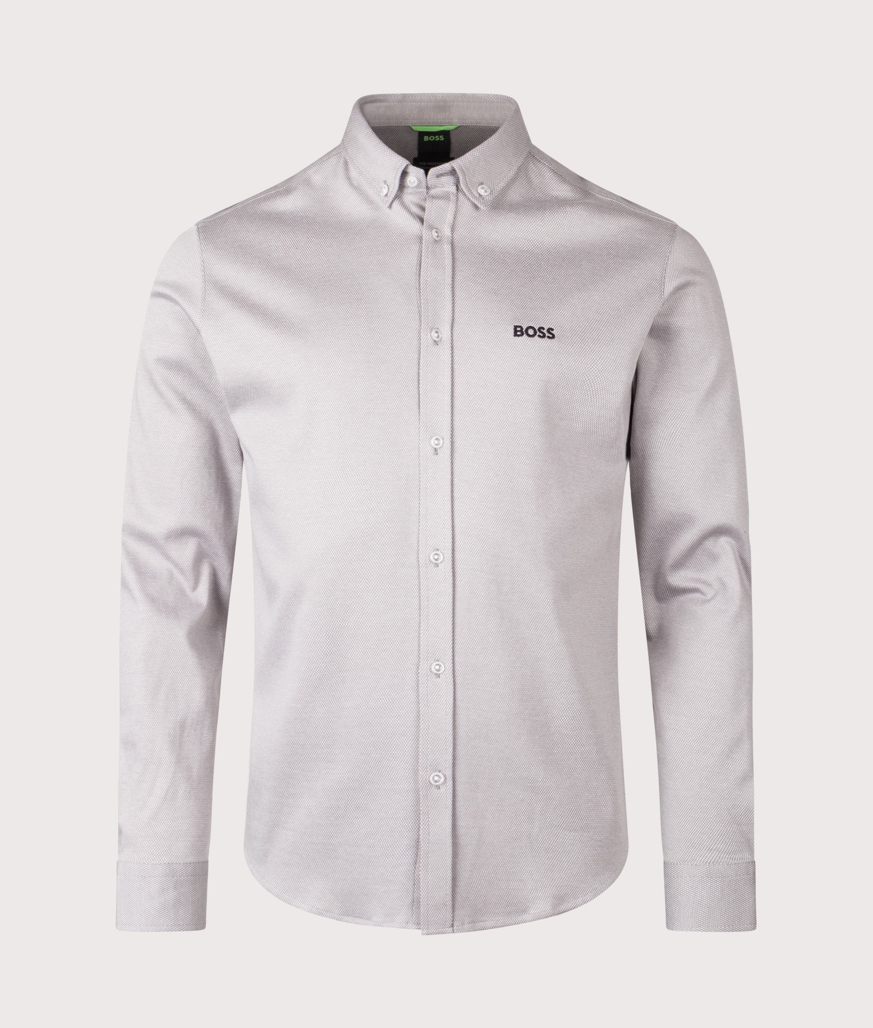 Motion Shirt in Open Grey | 100% Cotton | BOSS | EQVVS | Front shot 