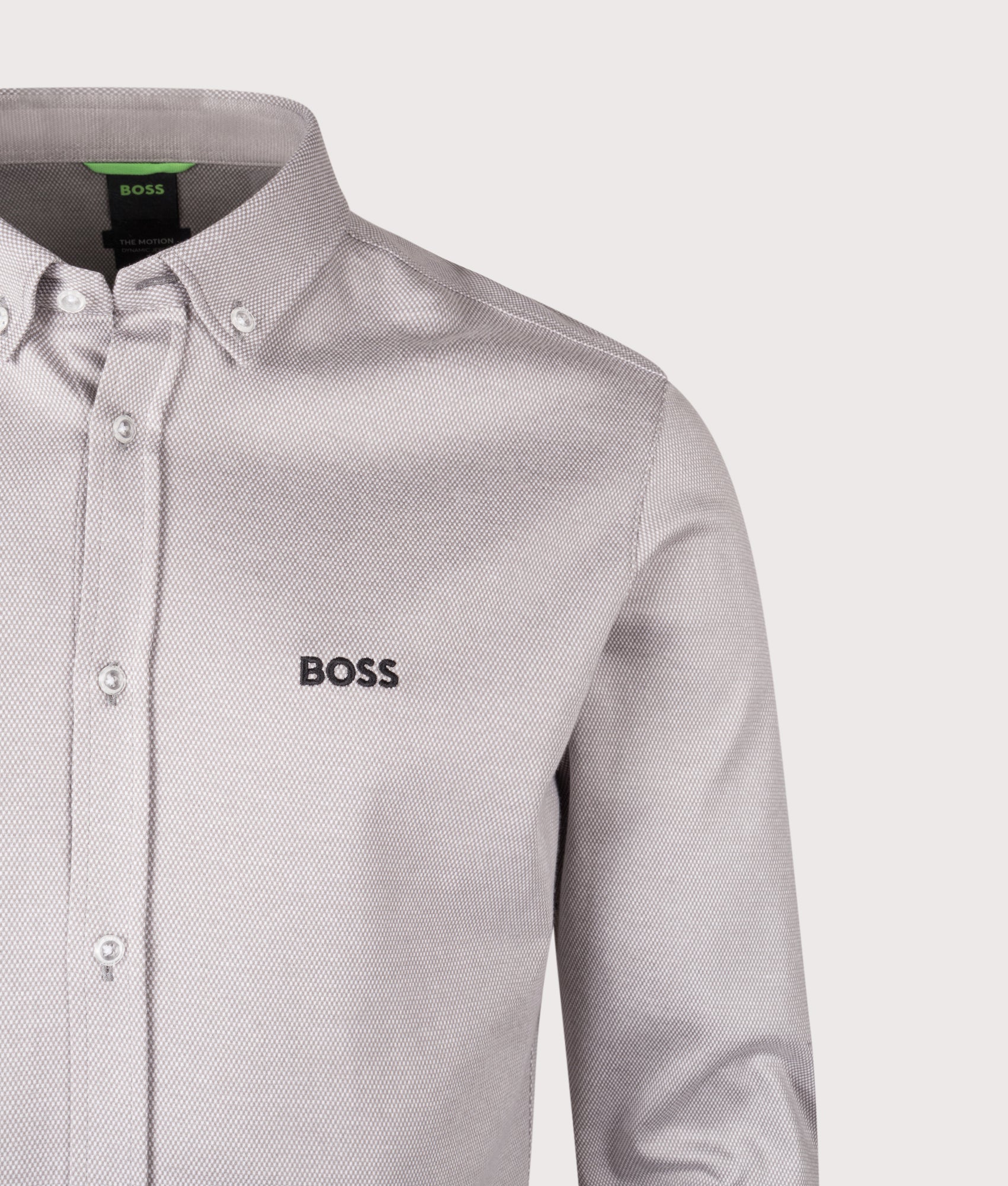 Motion Shirt in Open Grey | 100% Cotton | BOSS | EQVVS | Front detail shot 