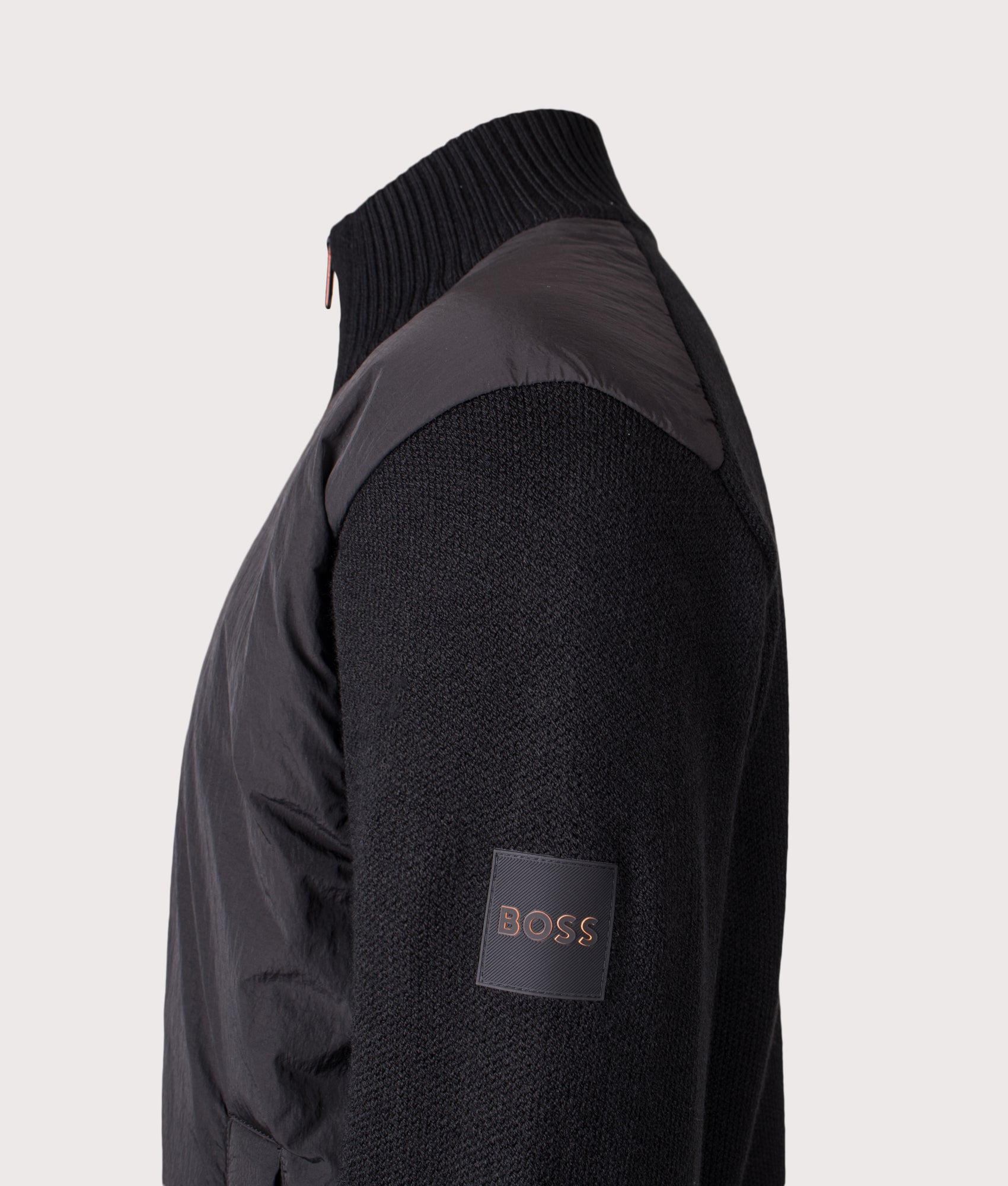 Korado Track Top in Black | BOSS | EQVVS | Side detail shot 