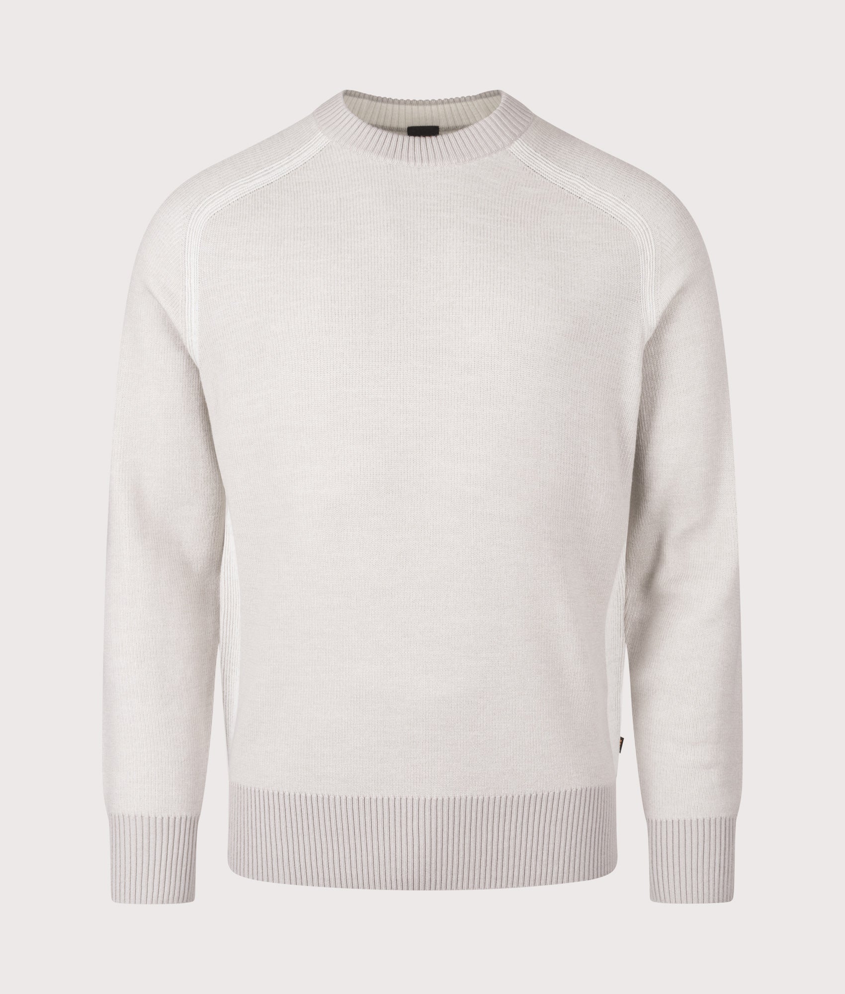 BOSS Akajer Jumper in Open Grey at EQVVS Menswear. Front shot. 