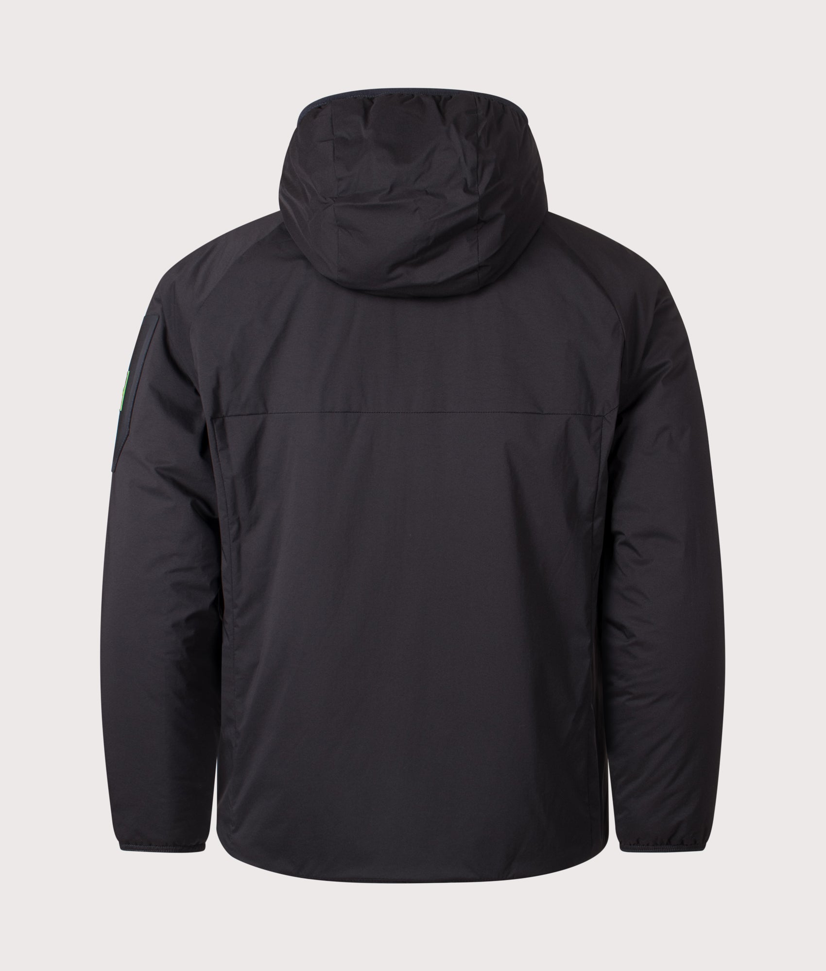 BOSS Lite X Hooded Jacket in Black at EQVVS Menswear. Back shot.