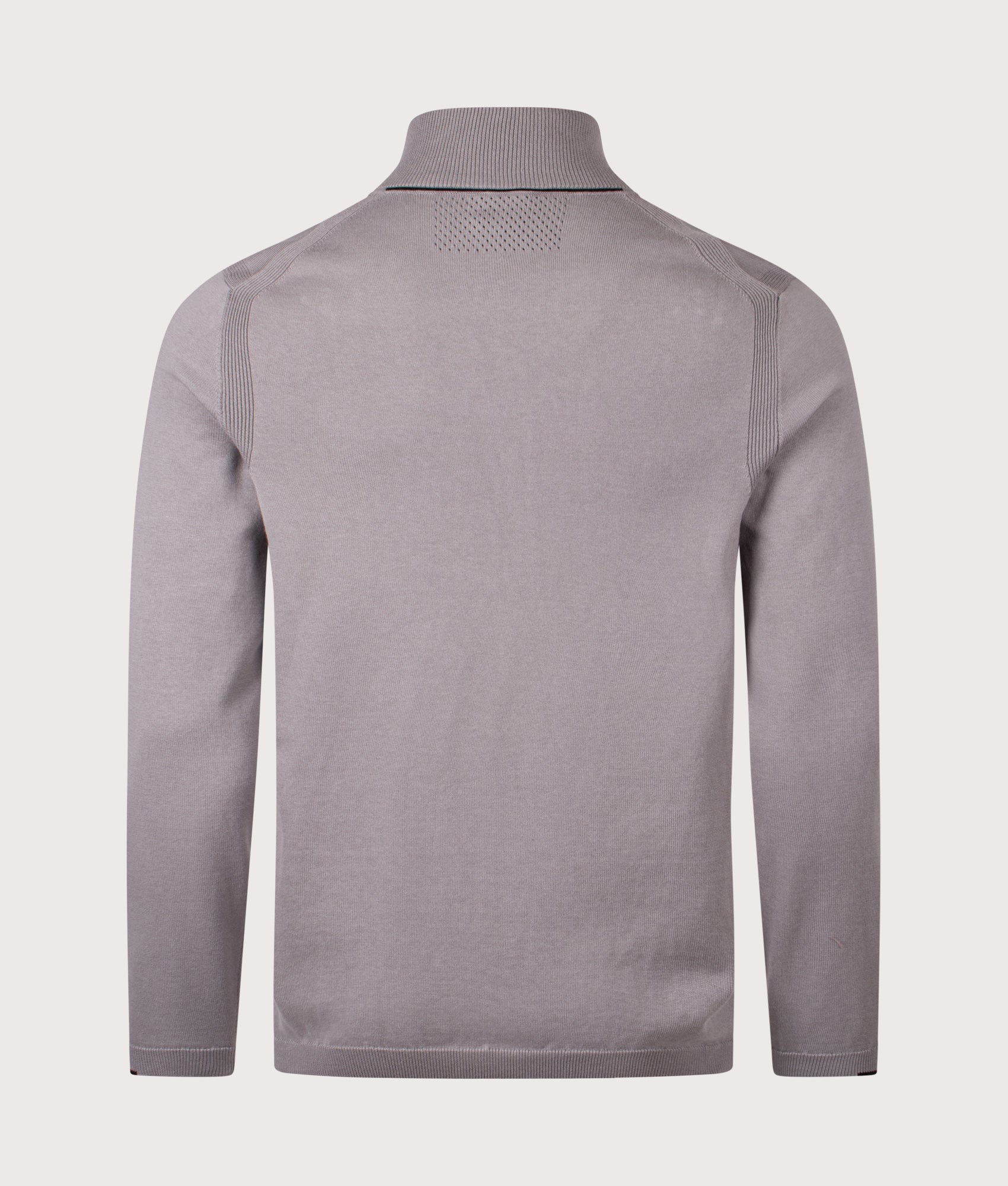 BOSS Ever-X Zip Through Knit in Open Grey at EQVVS Menswear. Back shot.