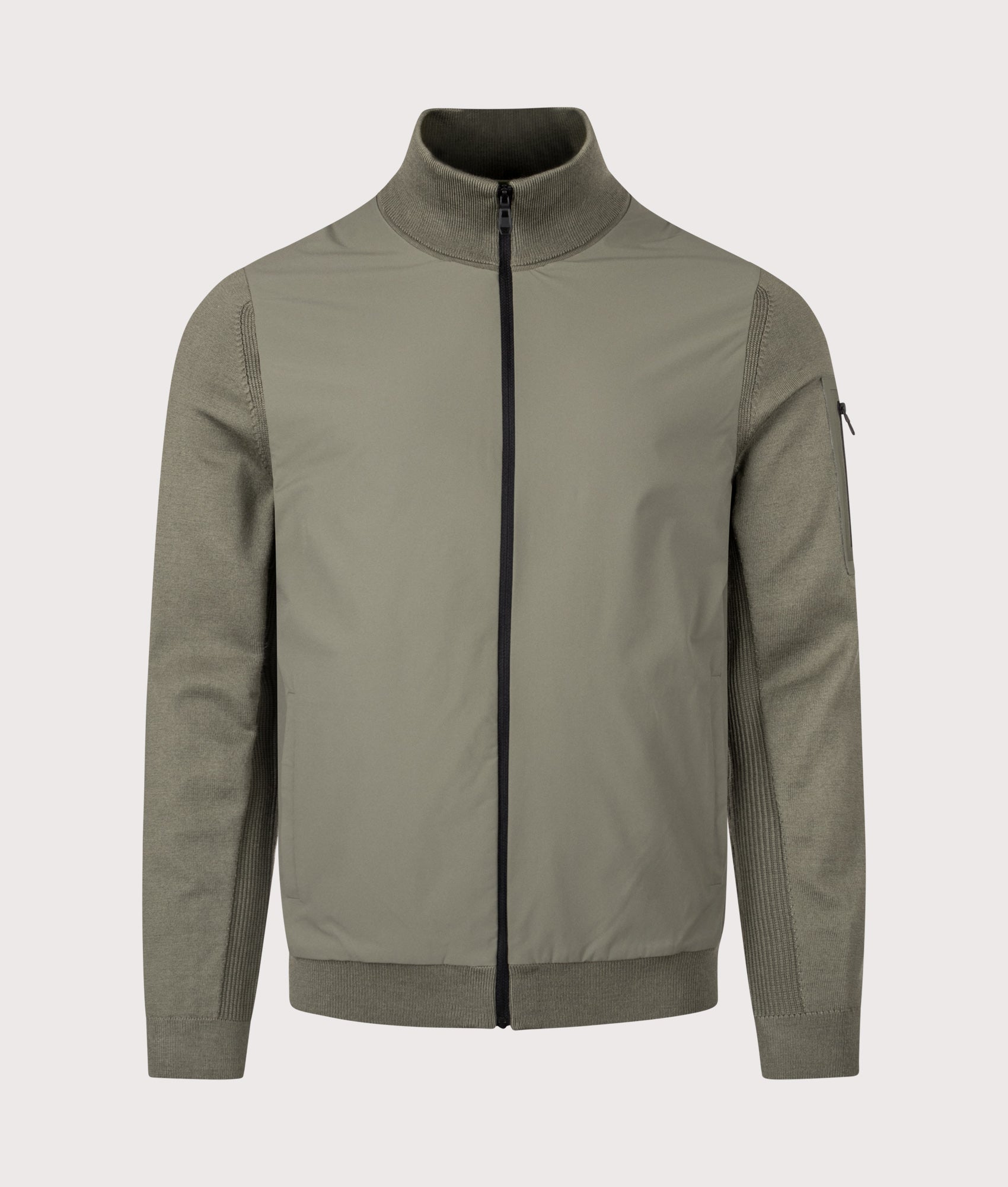 Momentum-X Track Top in Dark Beige | BOSS | EQVVS | Front shot 