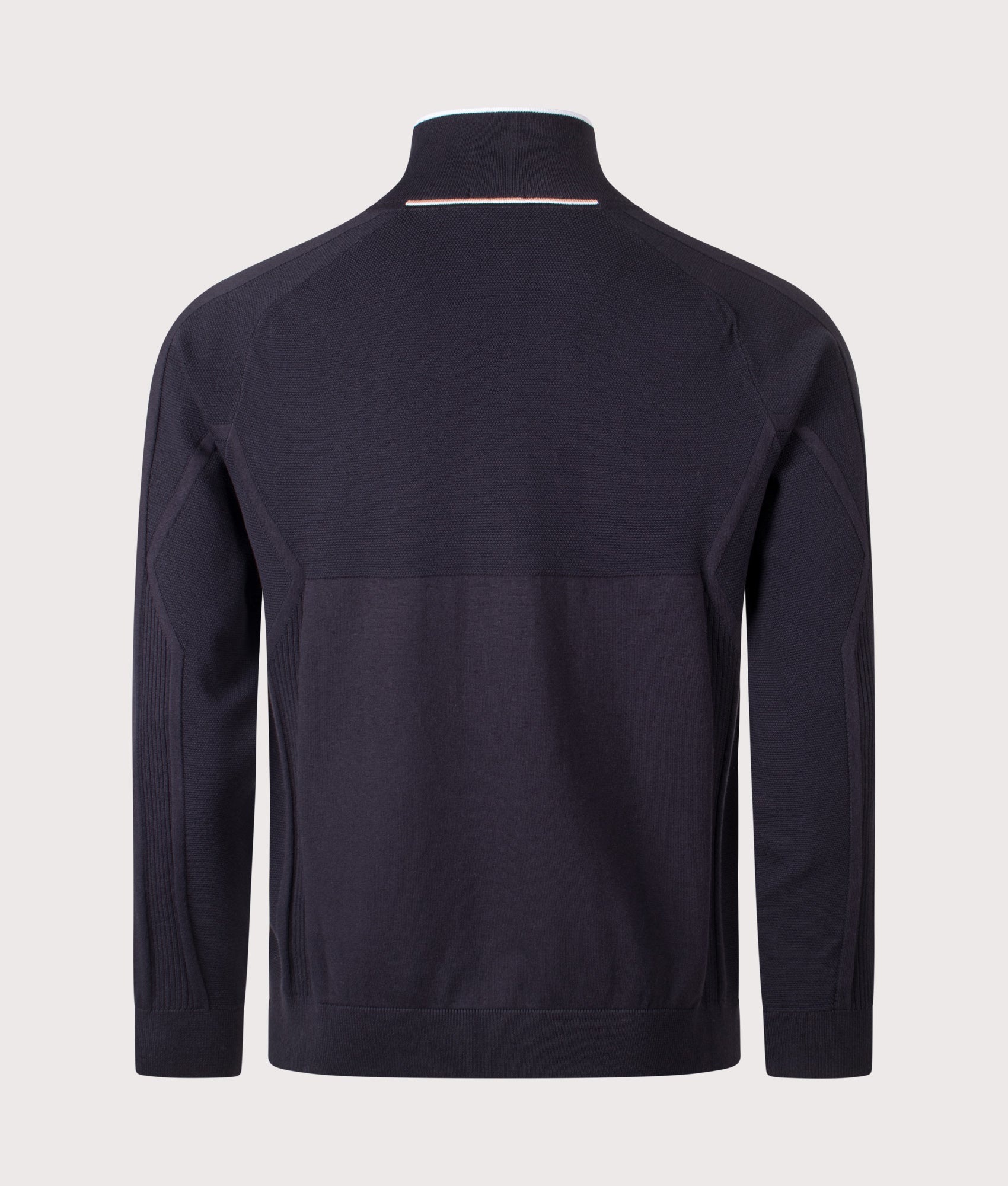 BOSS Hydro Quarter Zip Knit in Dark Blue at EQVVS Menswear. Back shot.