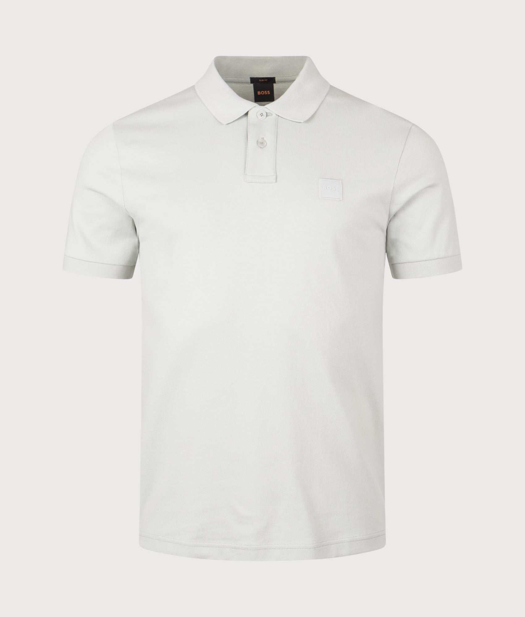 Slim Fit Passenger Polo Shirt in Silver | Cotton Stretch | BOSS | EQVVS | Front shot 