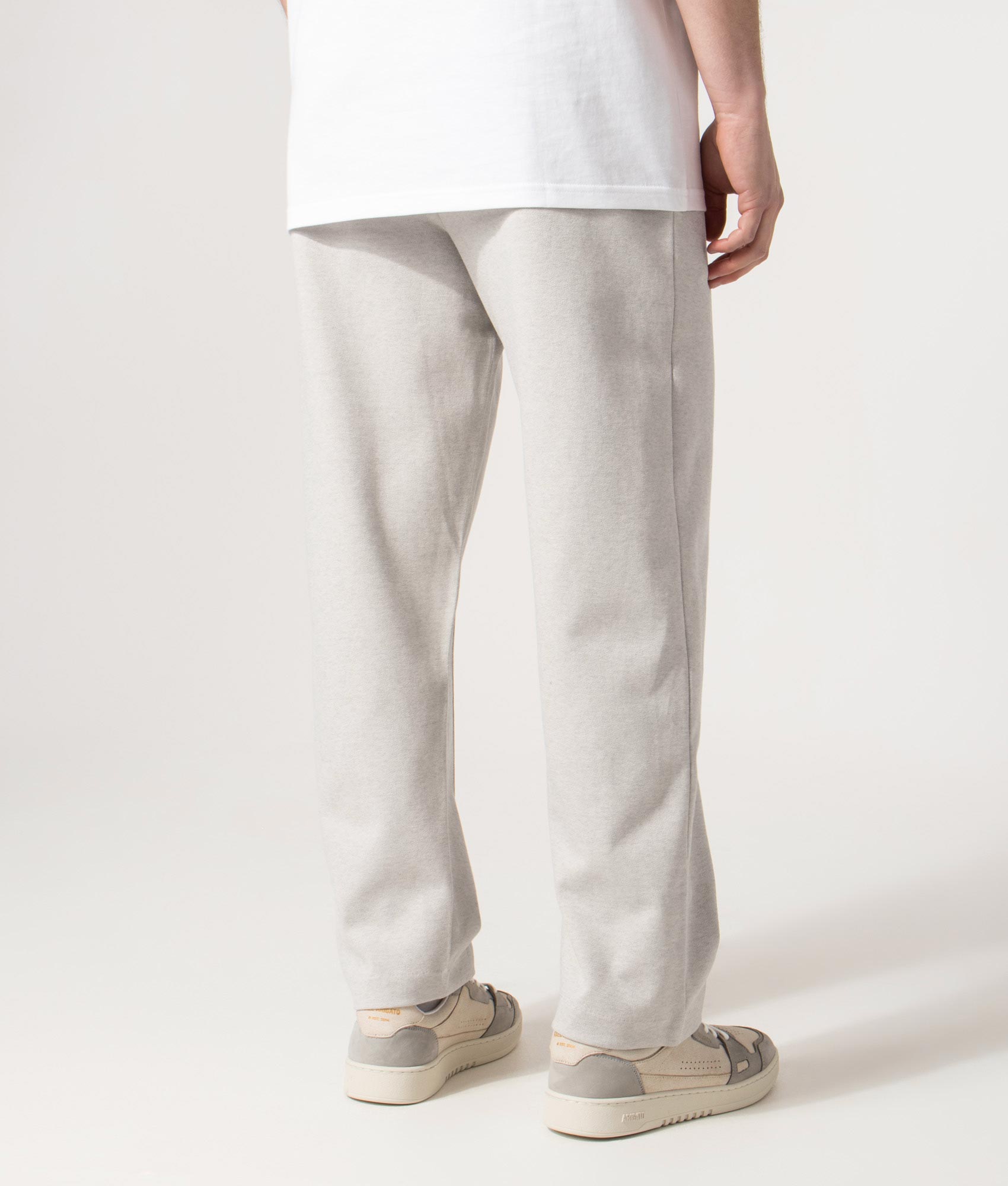 Relaxed Fit Twist Pleated Pants in Open Grey | BOSS | EQVVS | Back angle model shot 