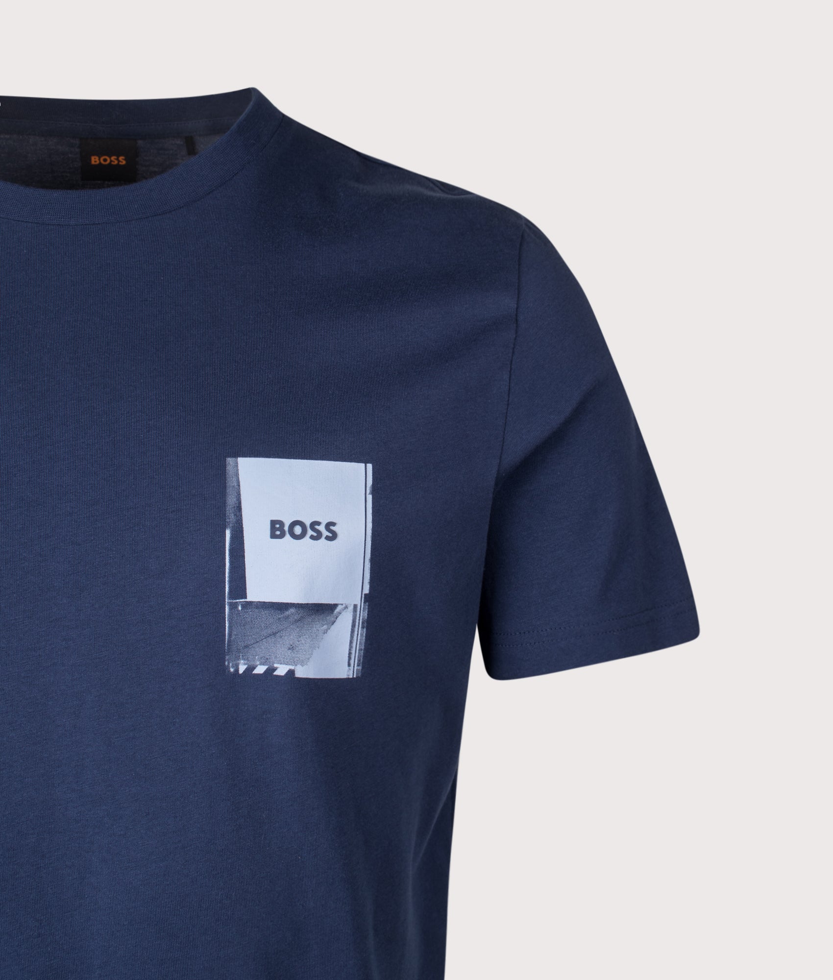 Te Plain T-Shirt in Open Blue | 100% Cotton | BOSS | EQVVS | Front detail shot 