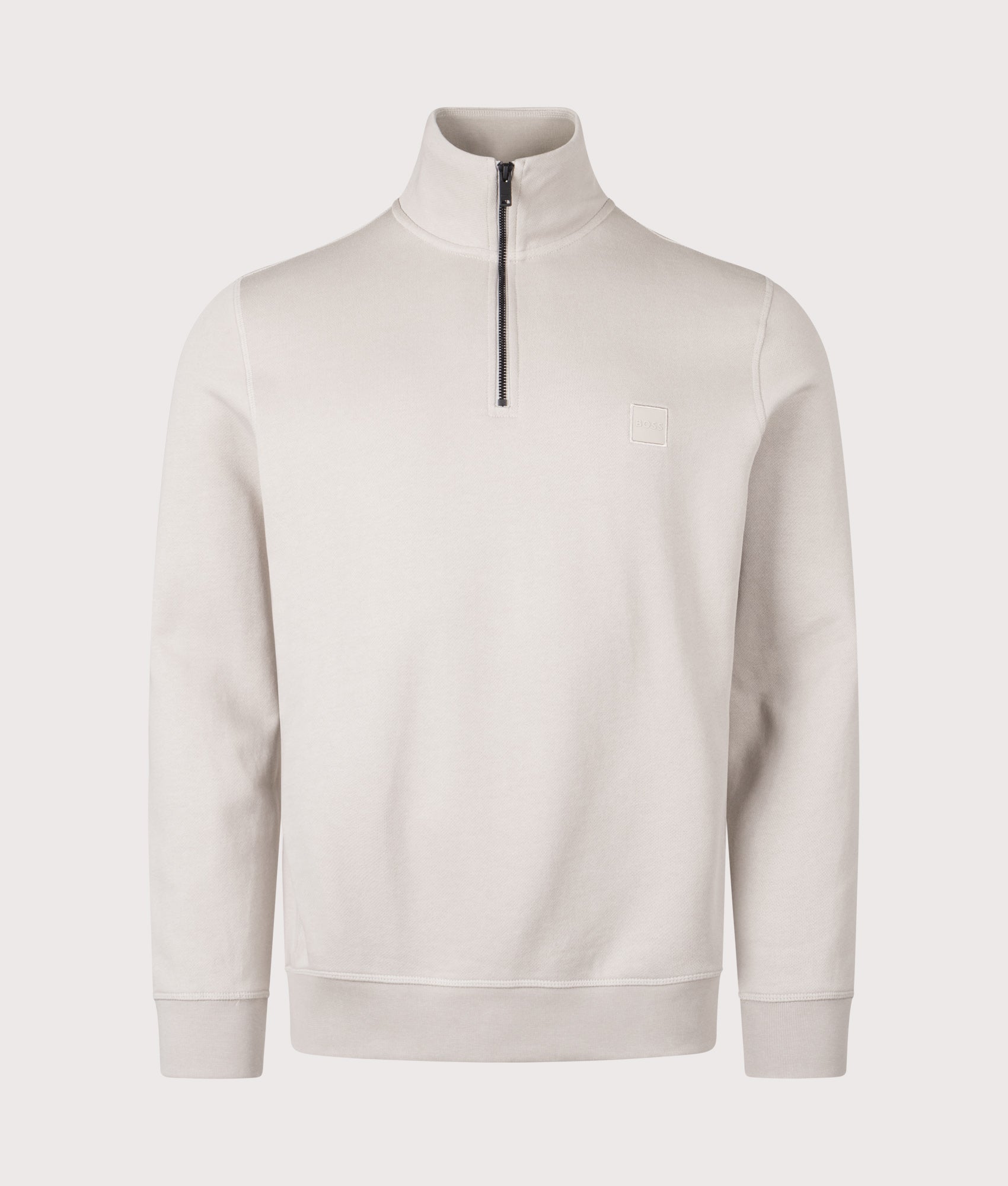 Quarter Zip Zetrust Sweatshirt in Open Grey | BOSS | EQVVS | Front shot 
