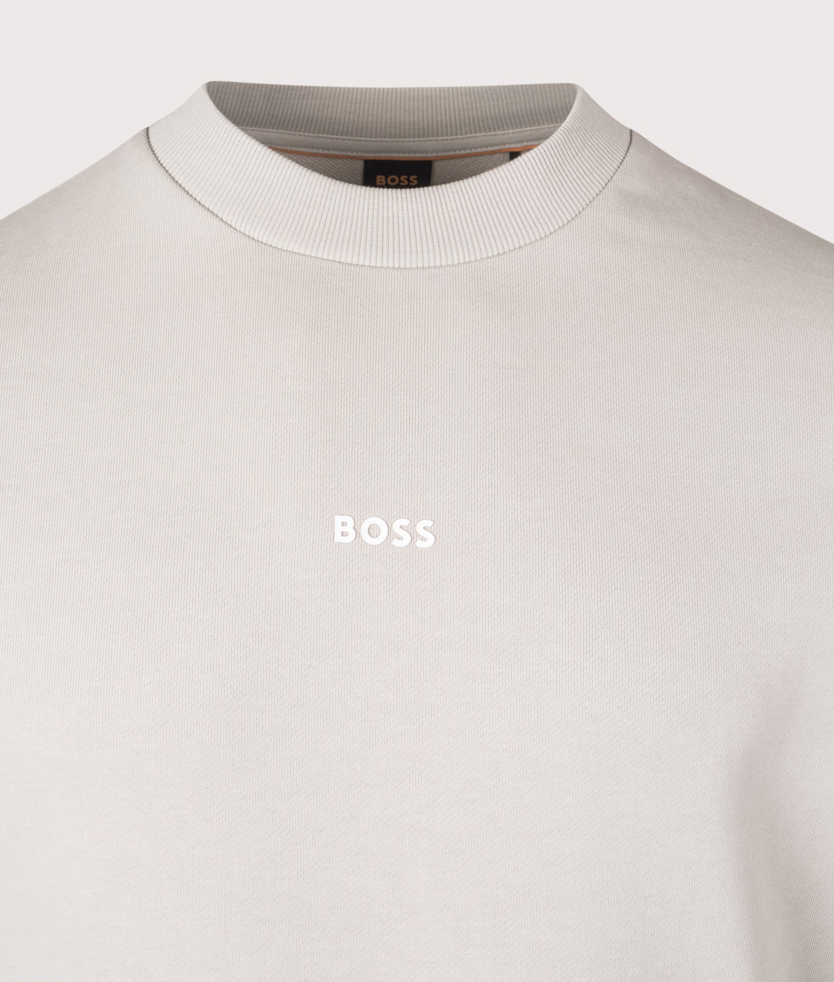 Relaxed Fit WeSmall Sweatshirt in Open Grey | 100% Cotton | BOSS | EQVVS | Front detail shot 
