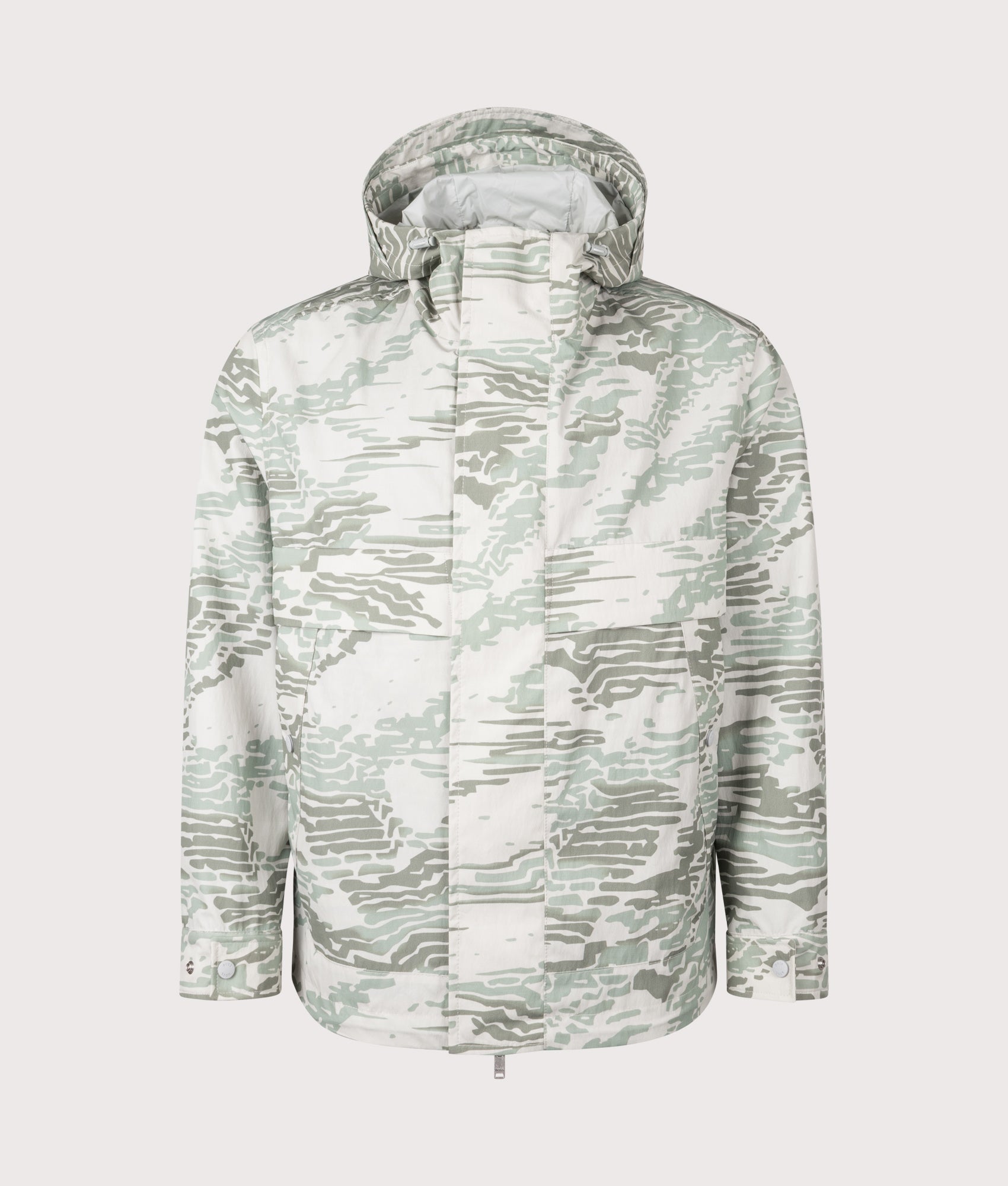 BOSS Relaxed Fit Ocombo Coat in Silver at EQVVS Menswear. Front shot.