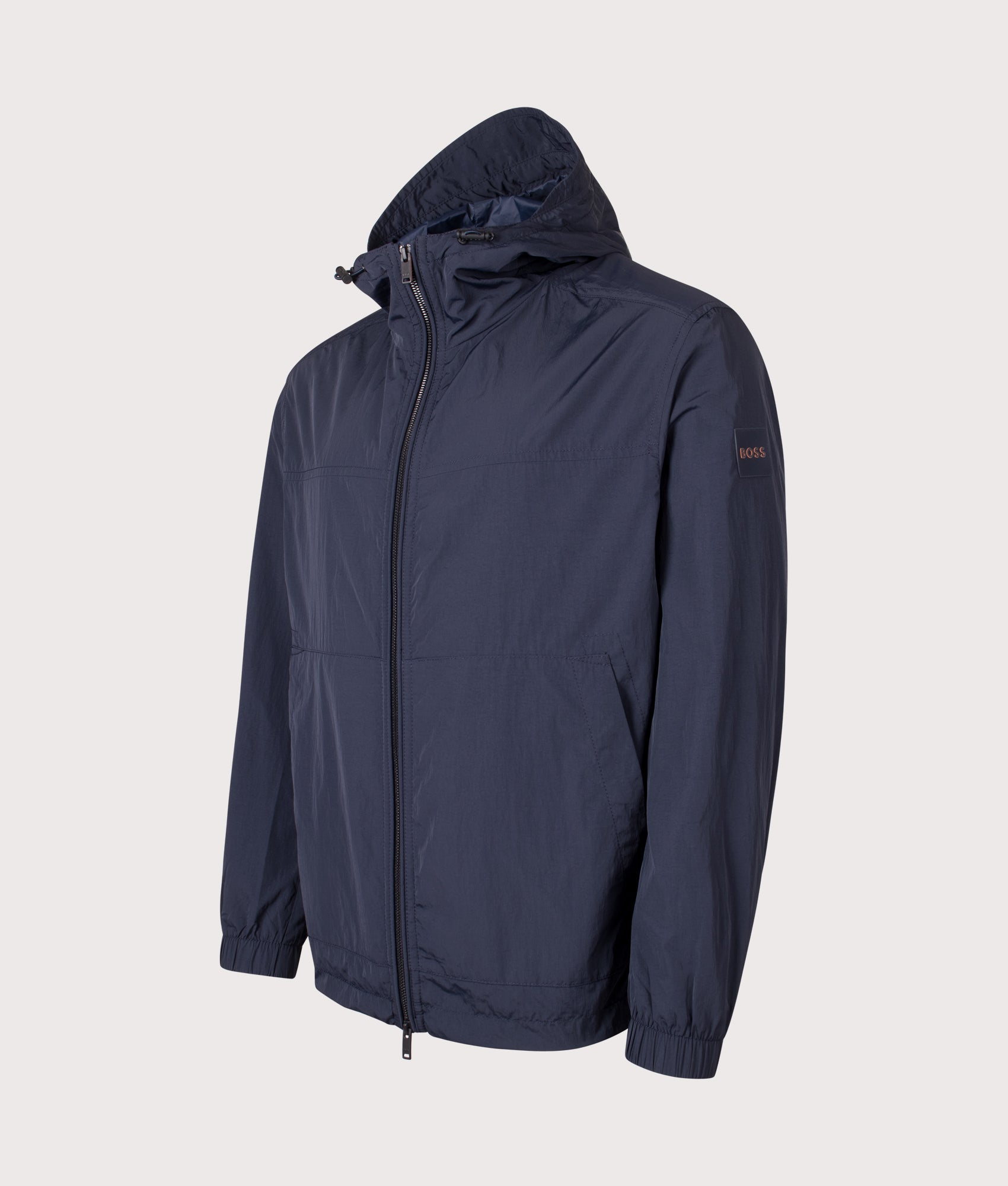 Orip Jacket in Dark Blue | BOSS | EQVVS | Front angle shot 