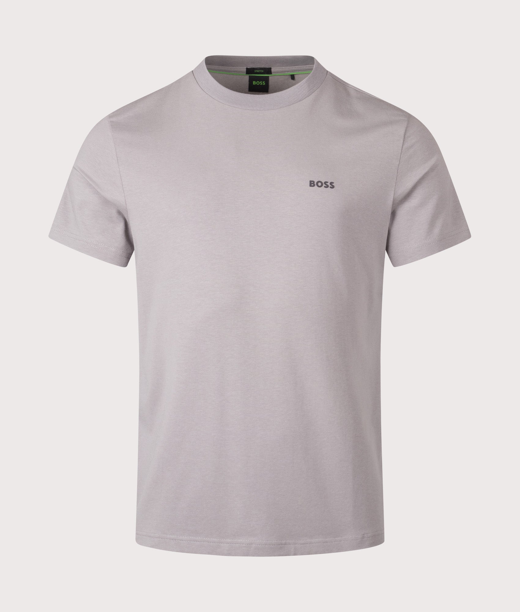 Crew Neck T-Shirt in Open Grey | BOSS | EQVVS | Front shot 