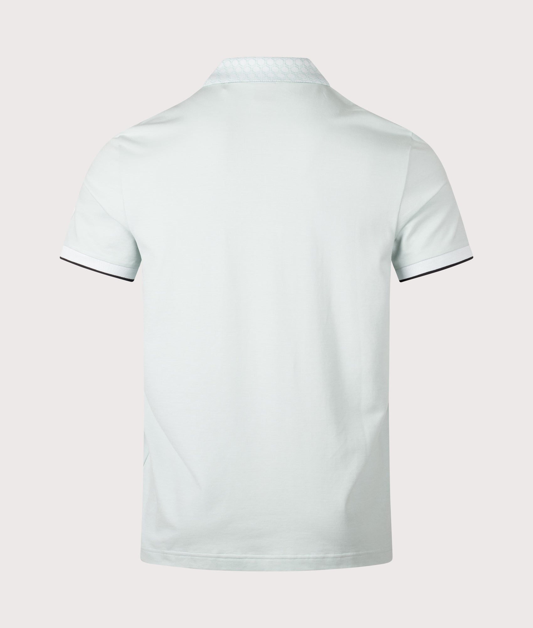 BOSS Chip Paddy Polo Shirt in Turquoise and Aqua at EQVVS Menswear. Back shot.
