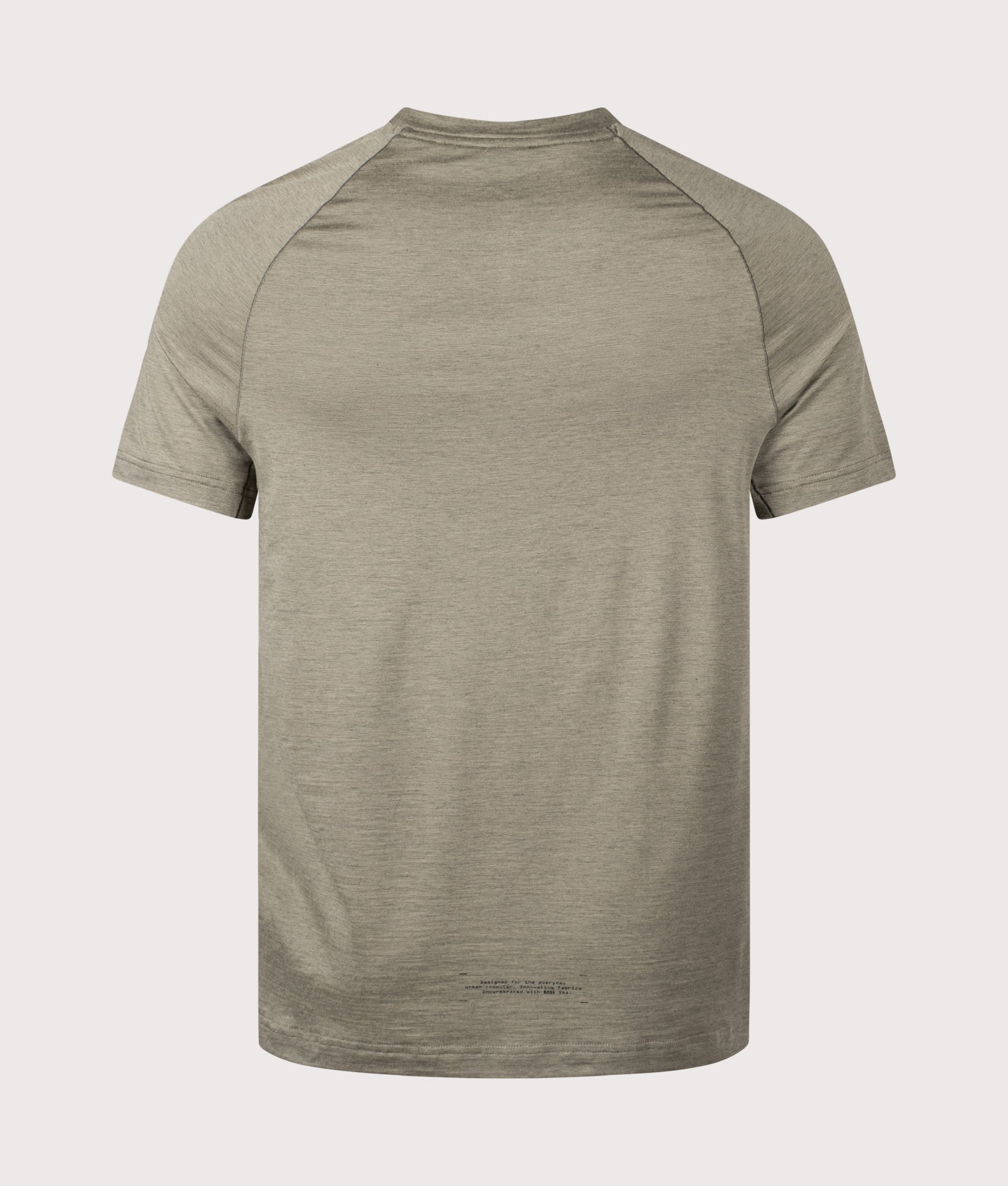BOSS Slim Fit Tour Wool T-Shirt in Dark Beige at EQVVS Menswear. Back shot.