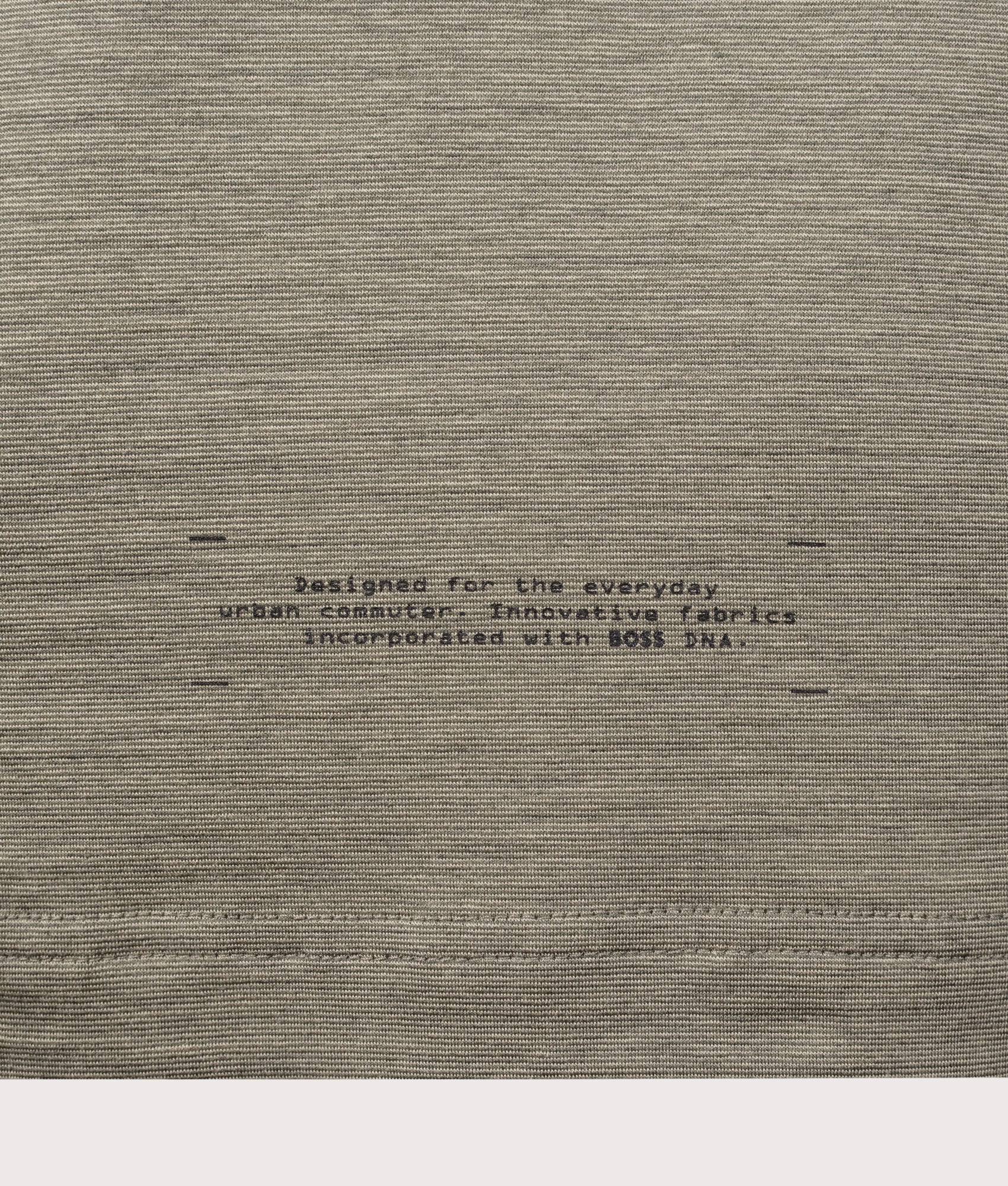 BOSS Slim Fit Tour Wool T-Shirt in Dark Beige at EQVVS Menswear. Second detail shot.