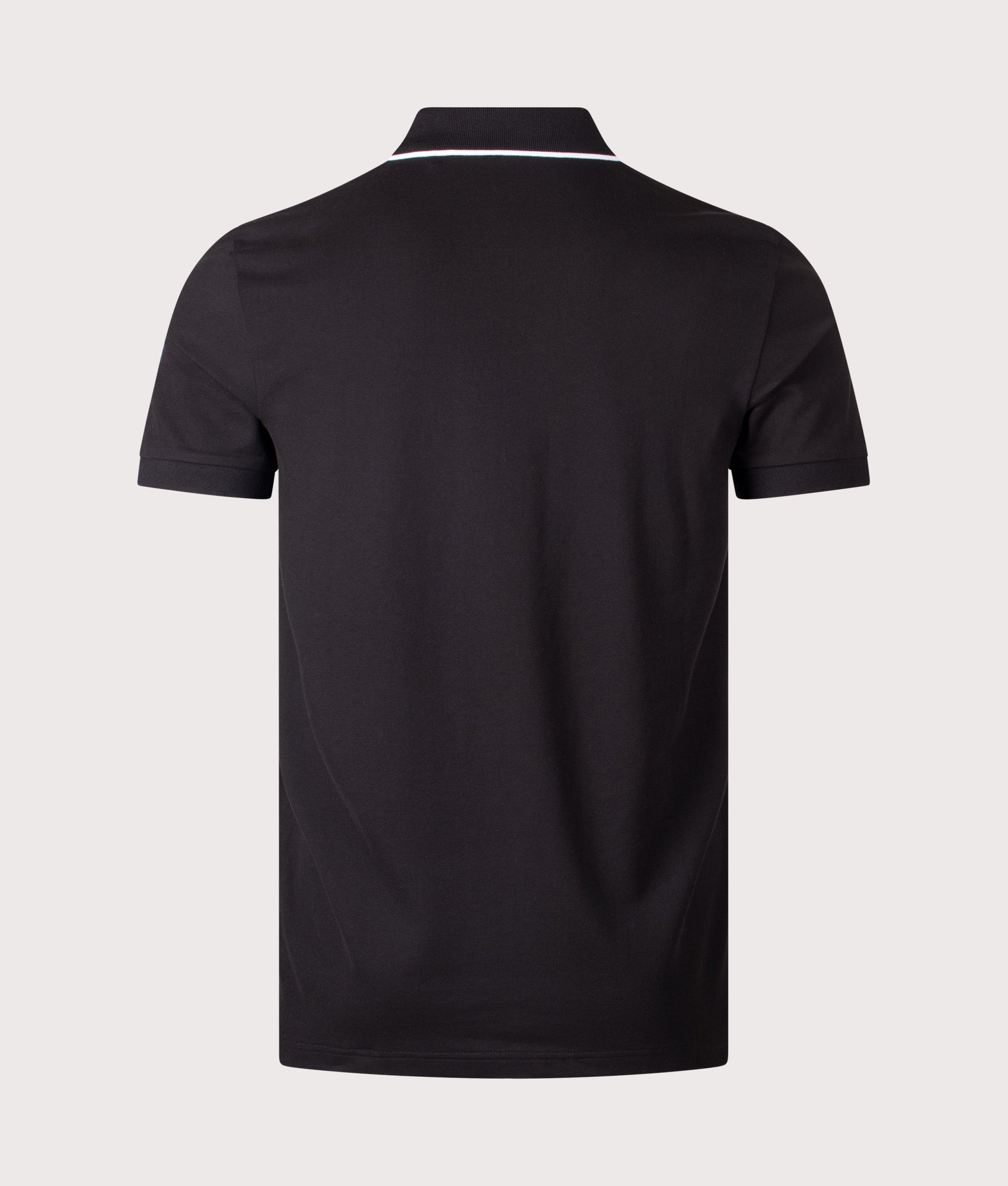 Slim Fit Zip Neck Philix Polo Shirt in Black | BOSS | EQVVS | Back shot