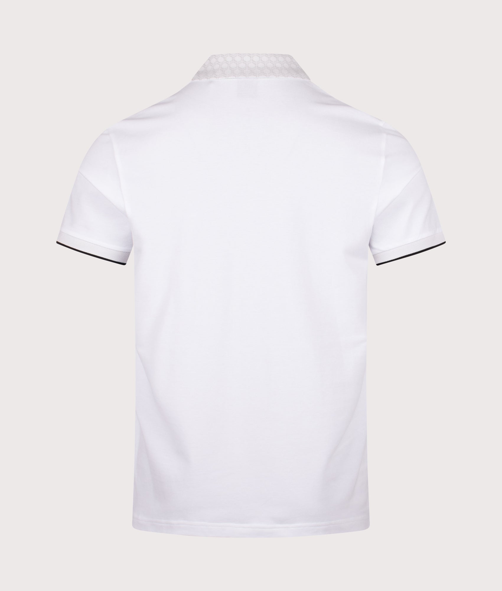 BOSS Chip Paddy Polo Shirt in White at EQVVS Menswear. Back shot.