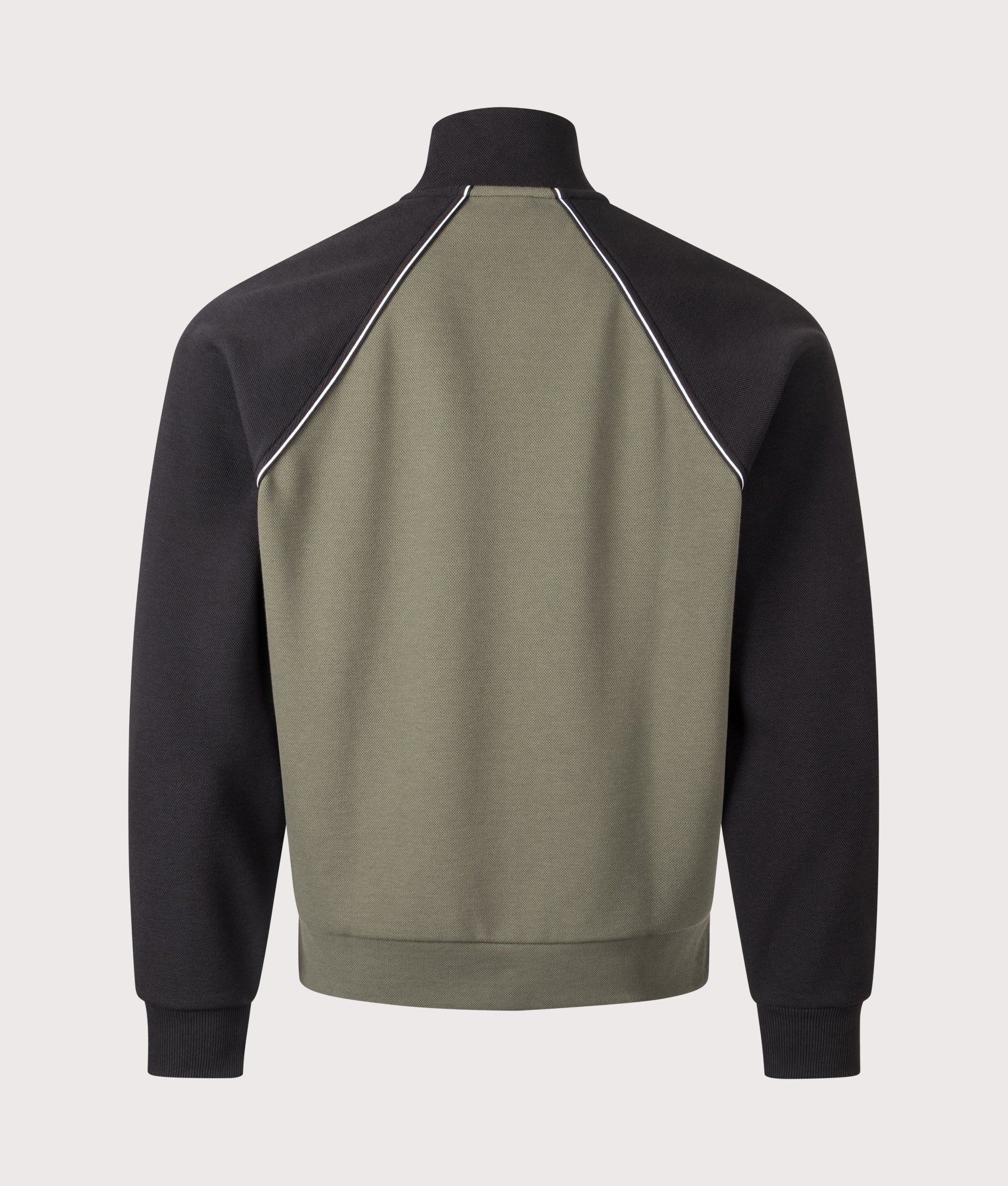 BOSS Join Skaz Zip Through Track Top in Dark Beige at EQVVS Menswear. Back shot.