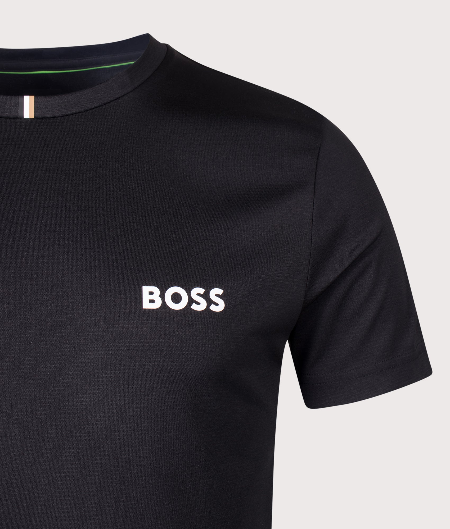 Spin Training T-Shirt in Black by BOSS. Shot by EQVVS. Detail shot.