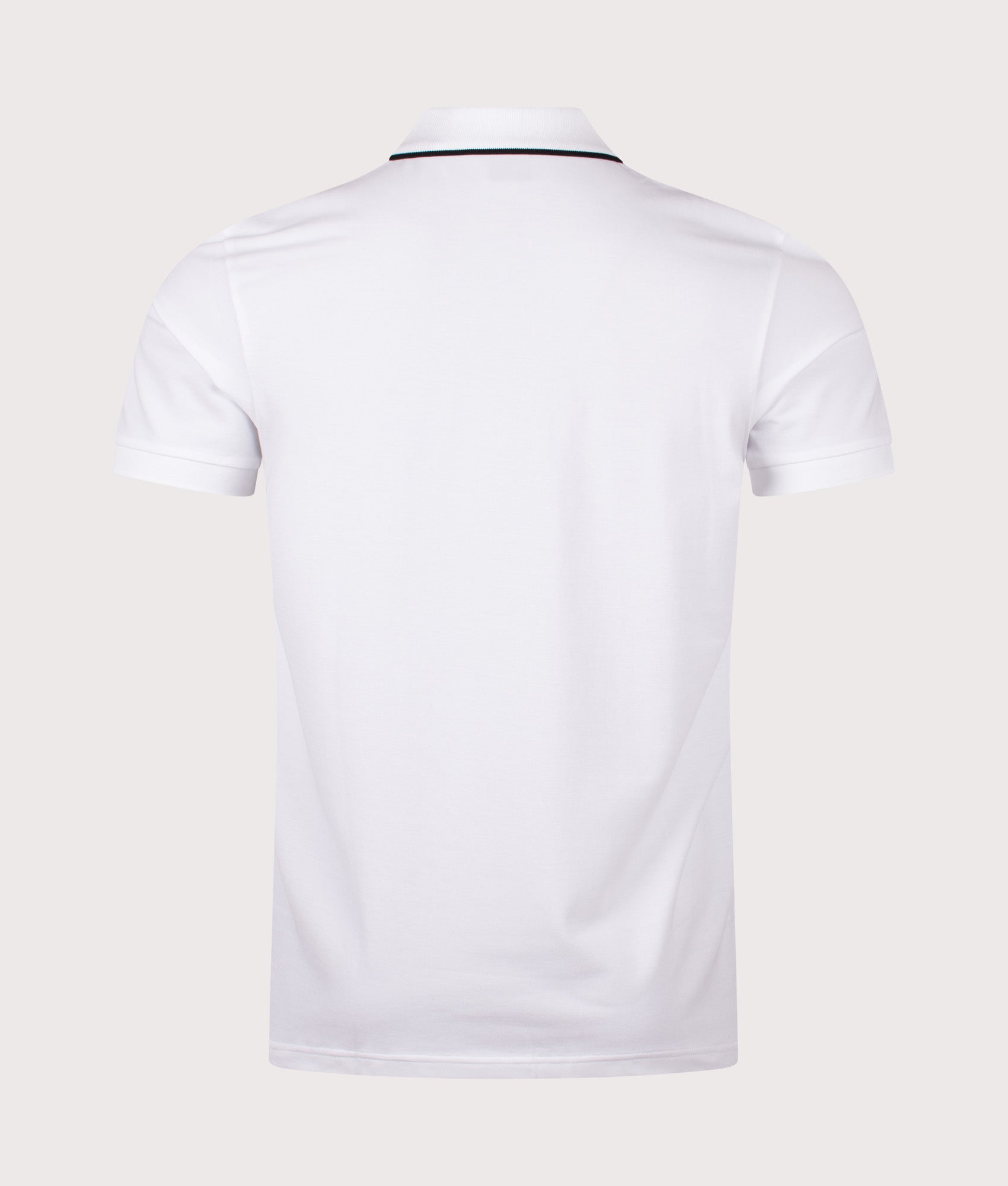 Boss Slim Fit Philix Polo Shirt in White at EQVVS Menswear. Back shot.