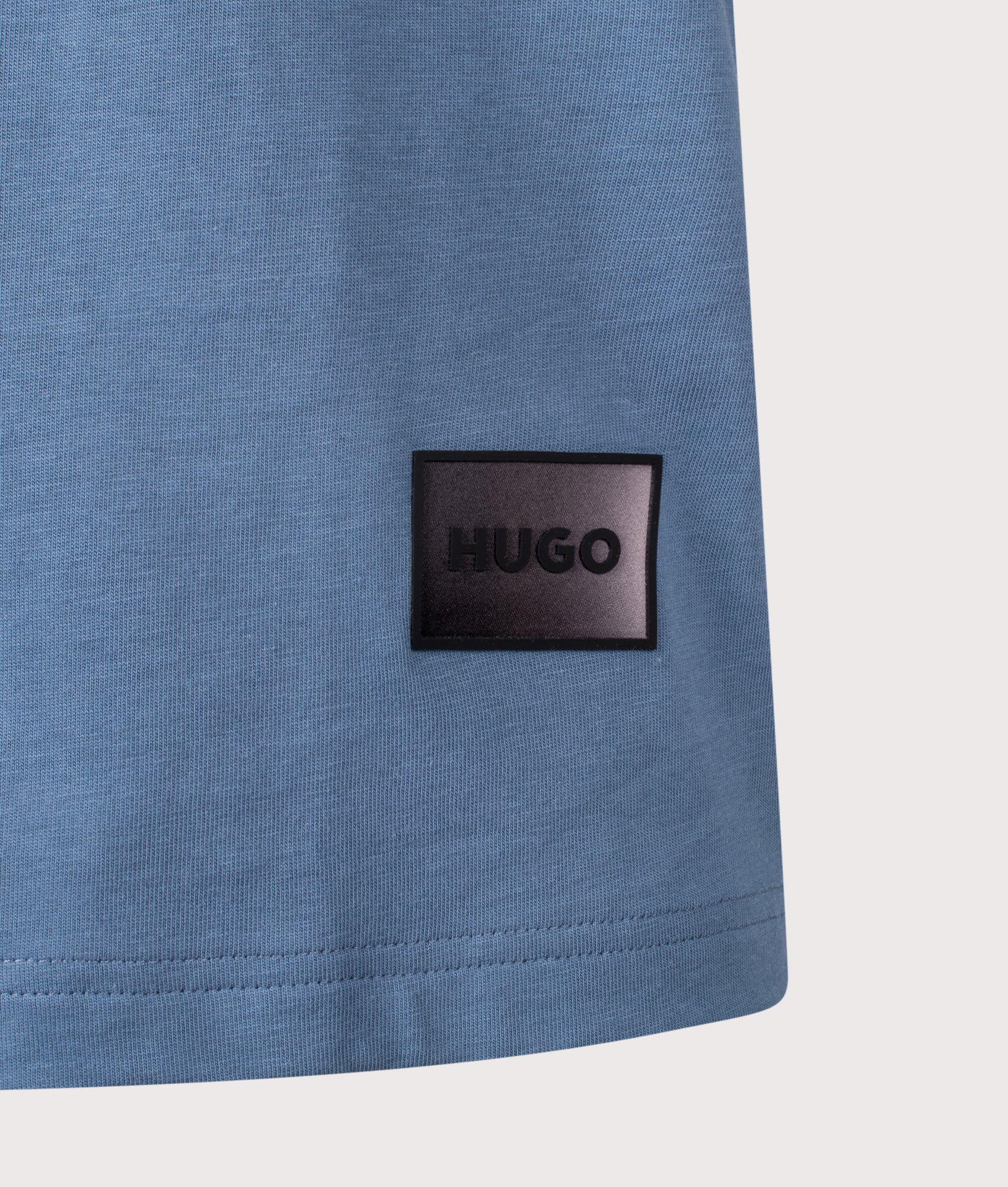 HUGO Relaxed Fit Danoto T-Shirt in Open Blue at EQVVS Menswear. Detail shot.