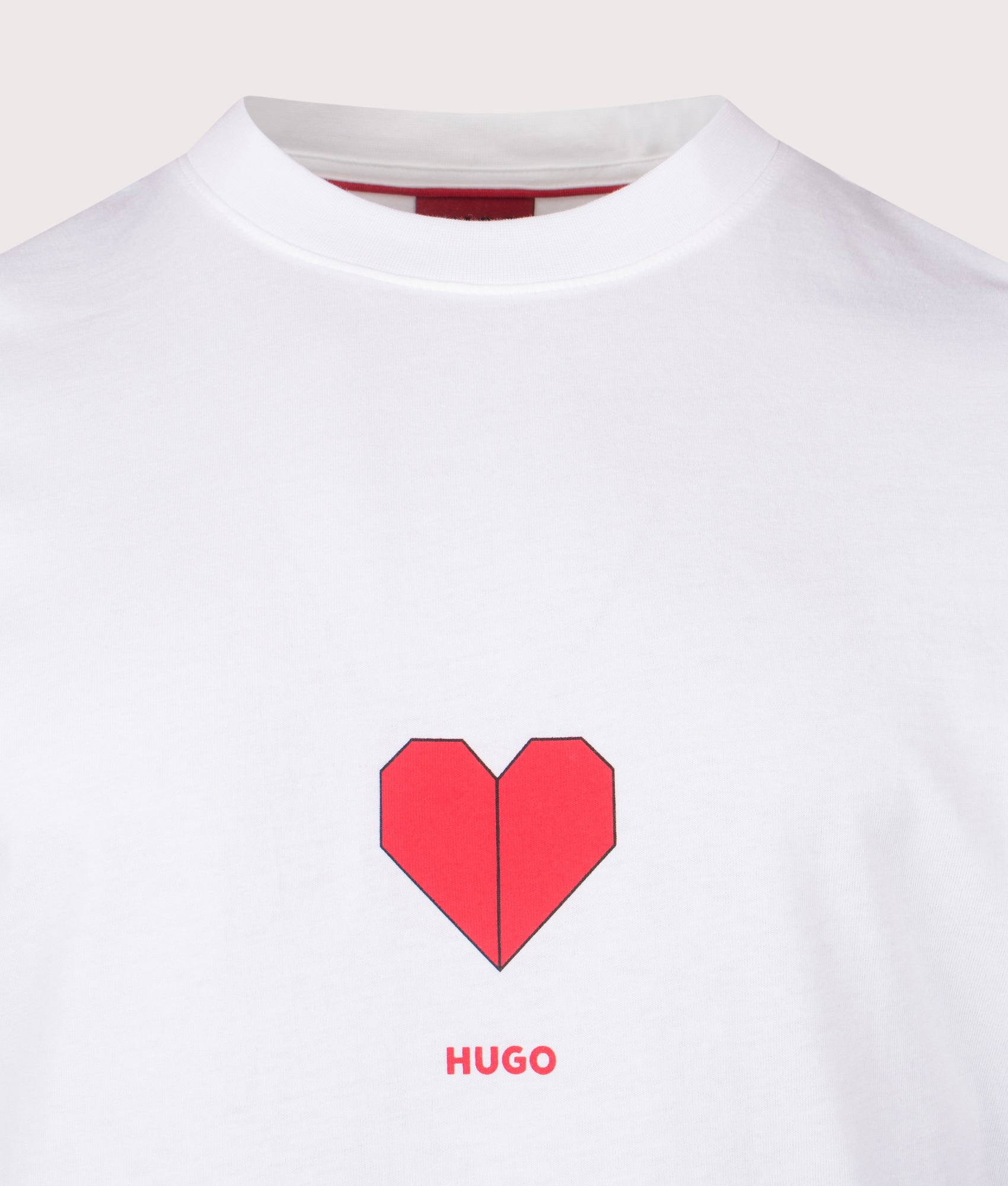 HUGO release the Relaxed Fit Dalentin T-Shirt in White at EQVVS Menswear. Detail shot.