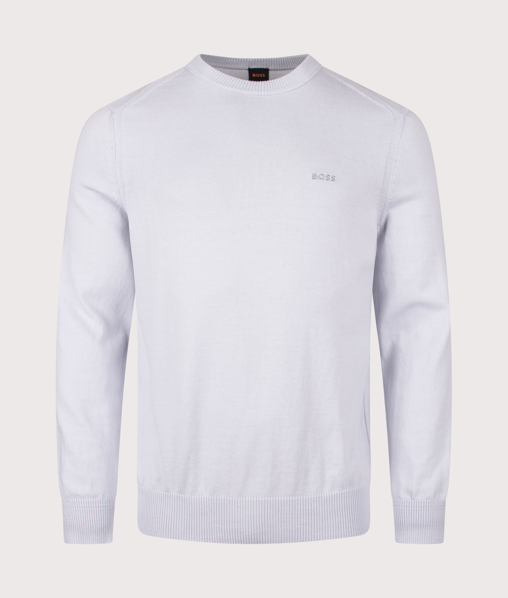 Asac Crewneck Knit in Light/Pastel Grey | BOSS | EQVVS | Front shot 