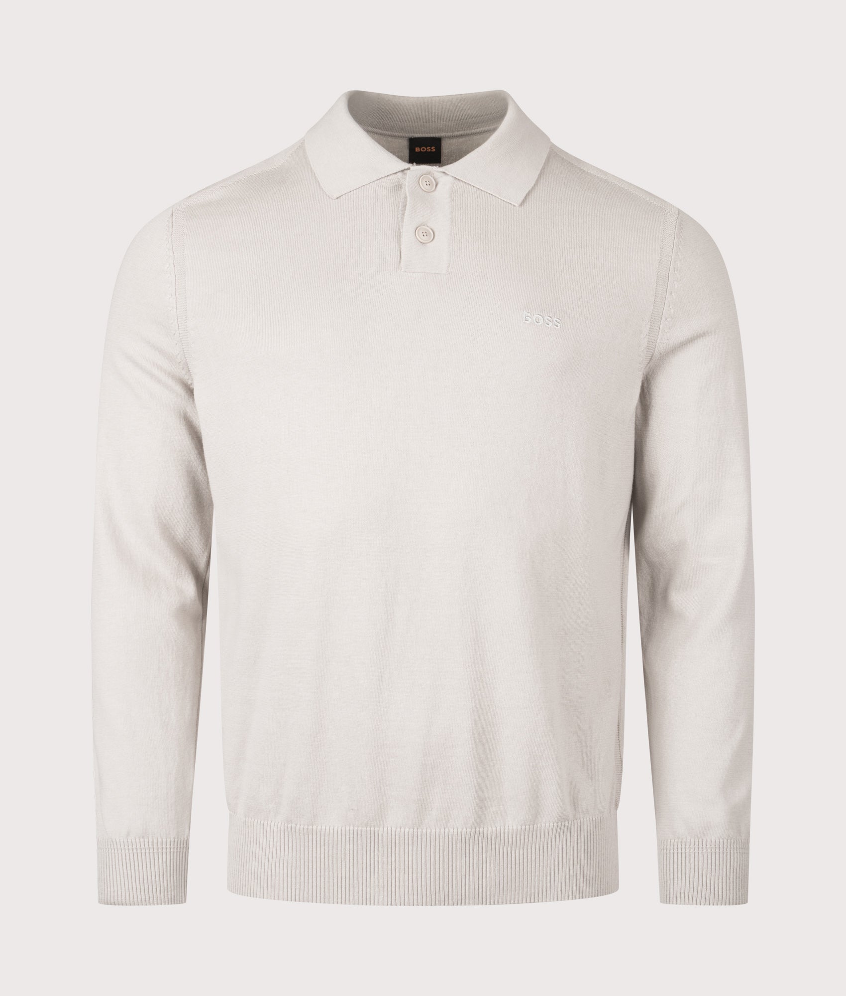 Long Sleeve Asac Polo Shirt in Open Grey | BOSS | EQVVS | Front shot