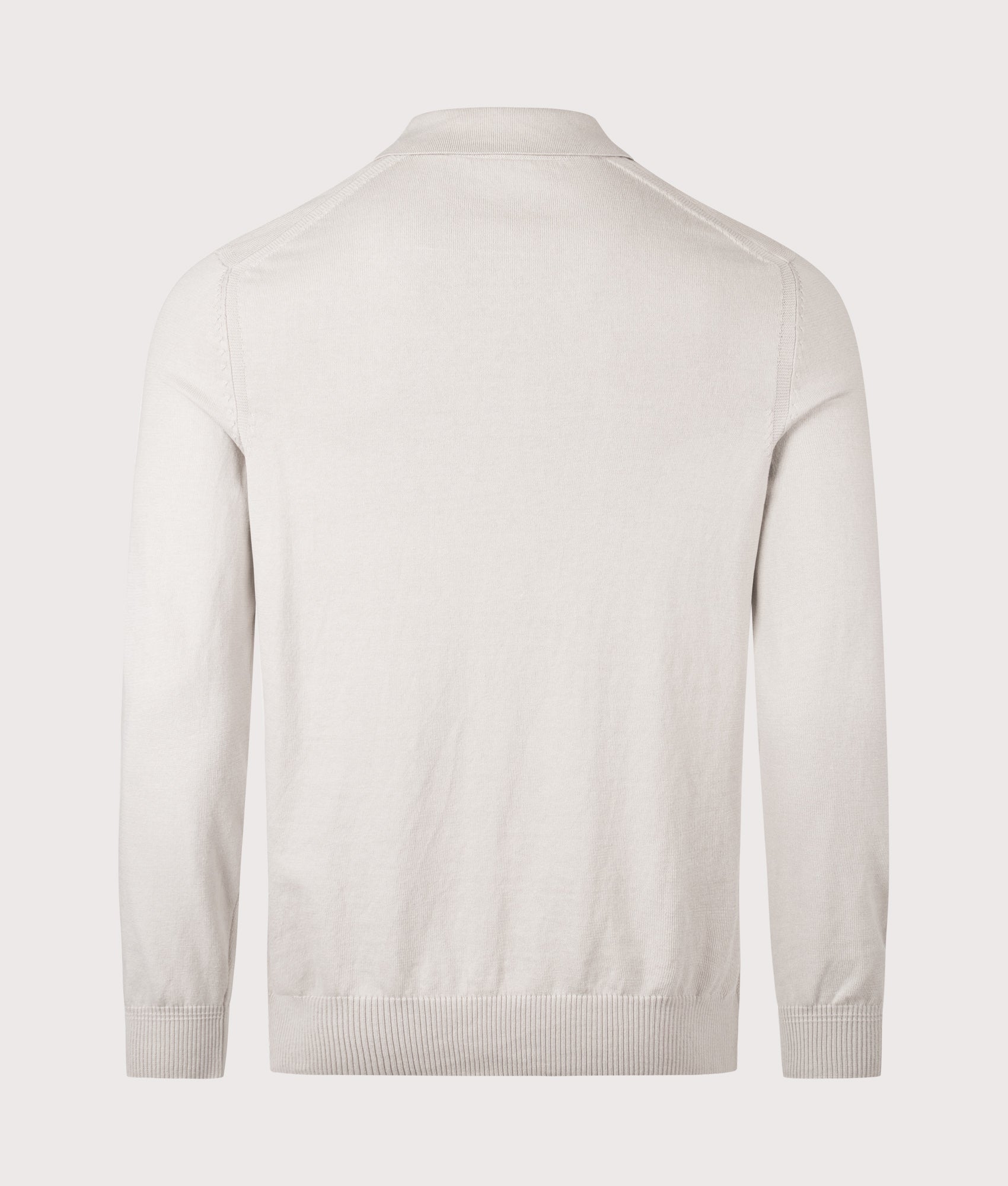 Long Sleeve Asac Polo Shirt in Open Grey | BOSS | EQVVS | Back shot 