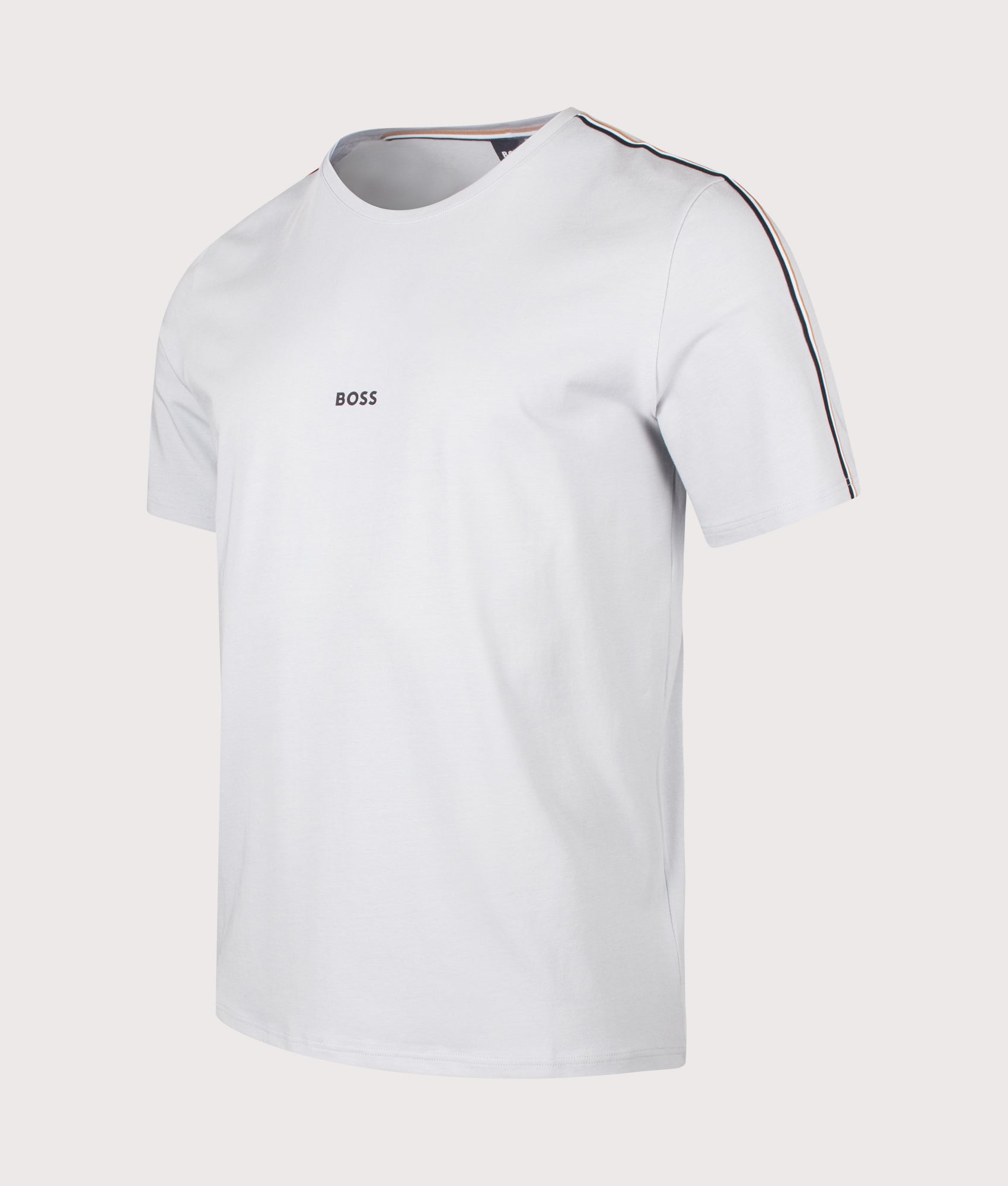 BOSS Unique Pyjama T-Shirt in Light/Pastel Grey at EQVVS Menswear. Angled front shot.