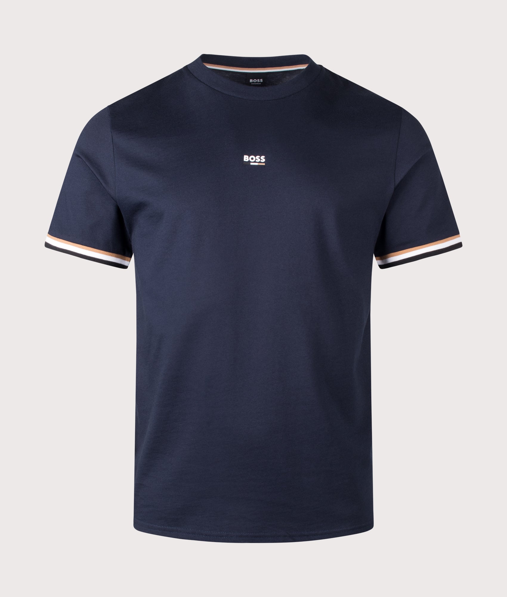 Iconic T-Shirt in Dark Blue by BOSS. Shot by EQVVS. Front shot.