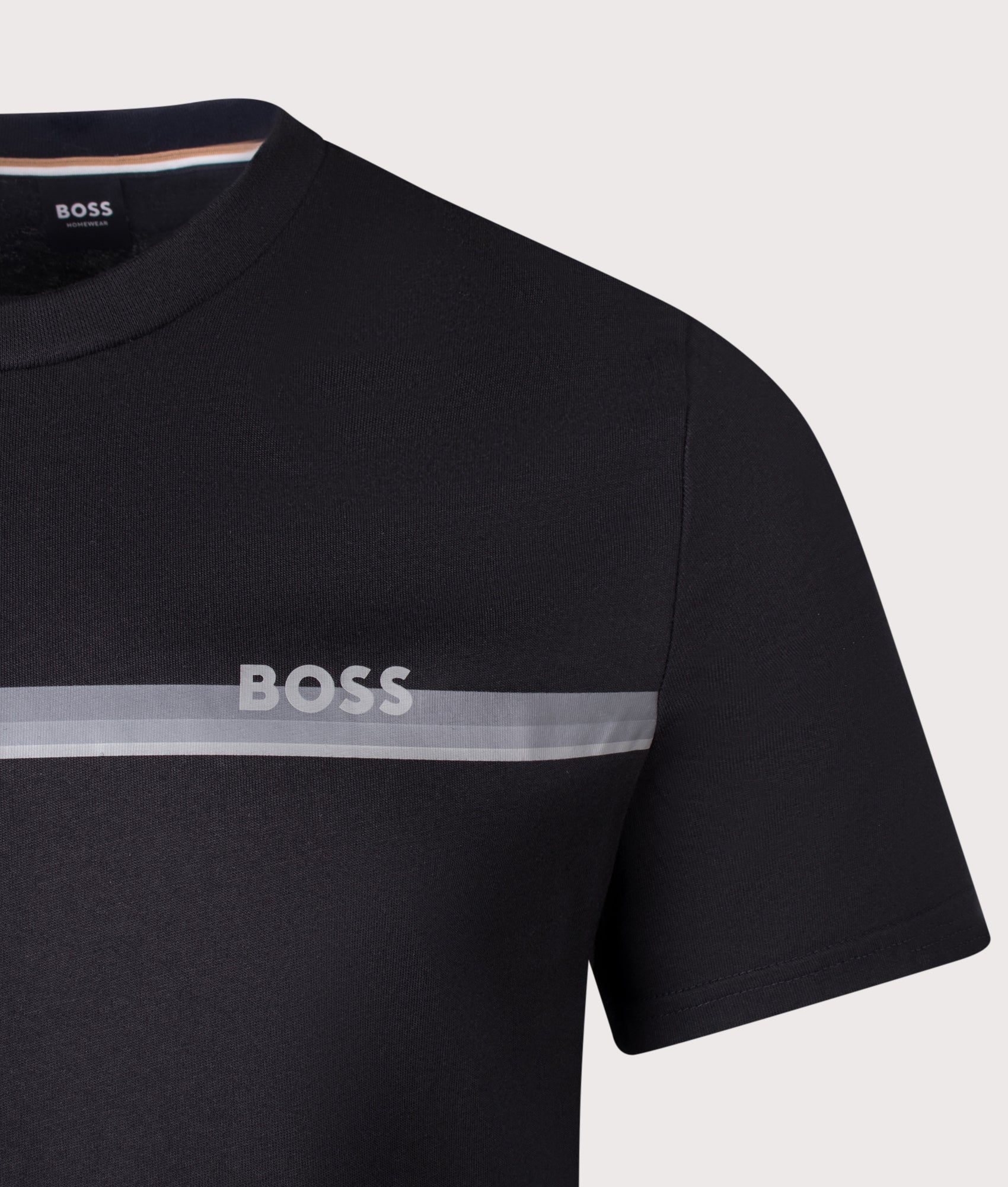 Authentic T-Shirt in Black by BOSS. Shot by EQVVS. Detail shot.