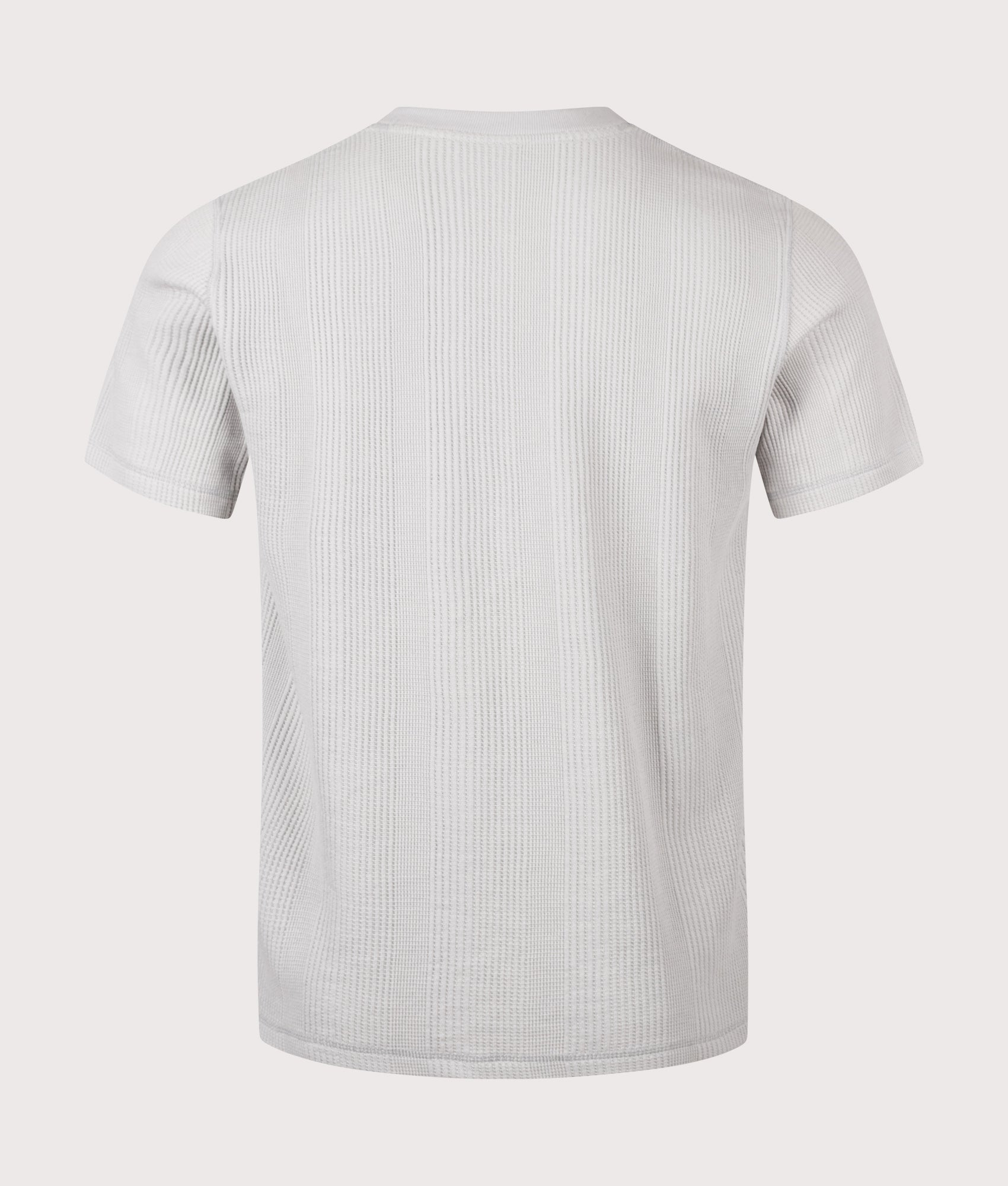 Structure Waffle T-Shirt in Light/Pastel Grey by BOSS. Shot by EQVVS. Back shot.