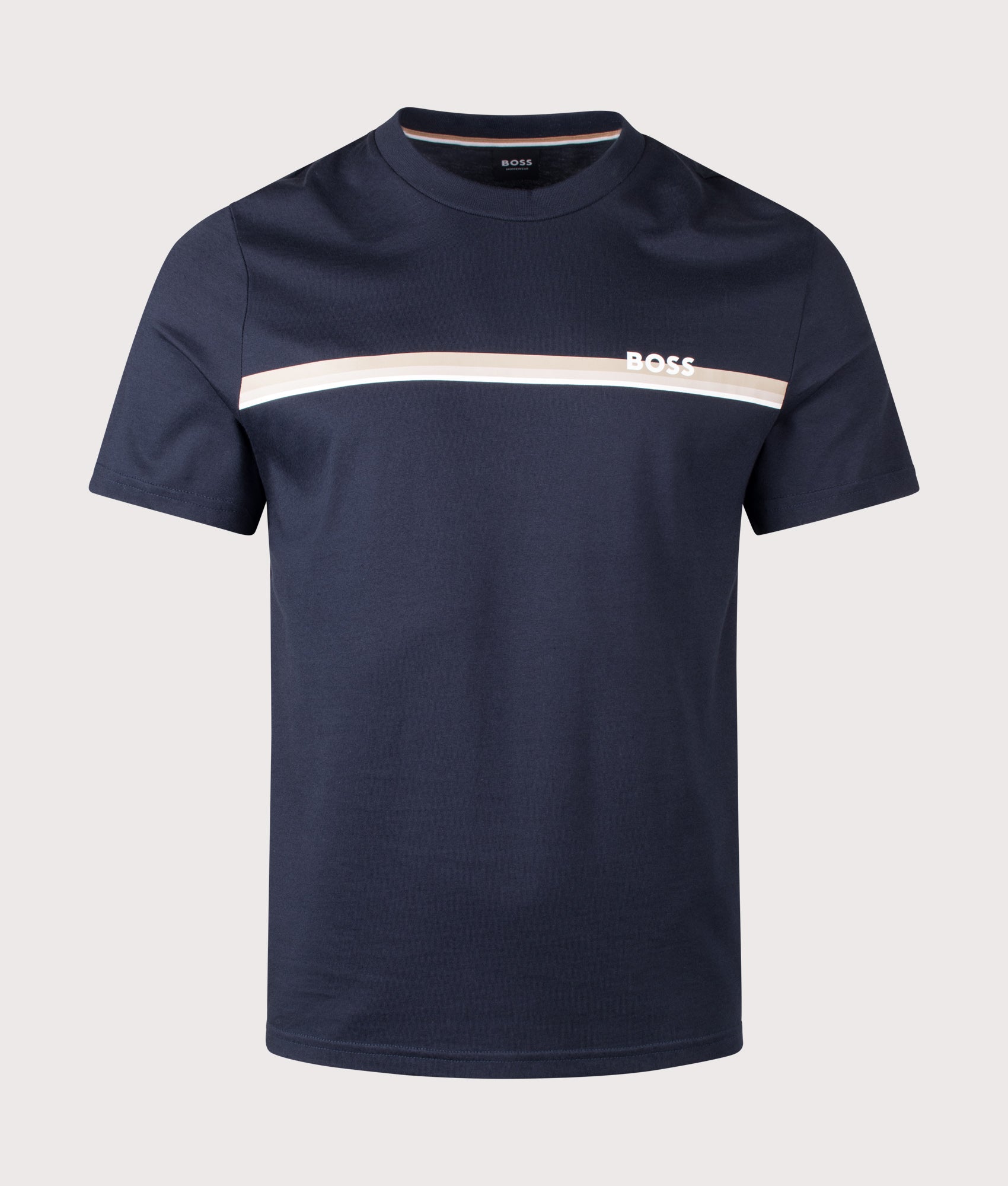 Authentic T-Shirt in Dark Navy by BOSS. Shot by EQVVS. Front shot.