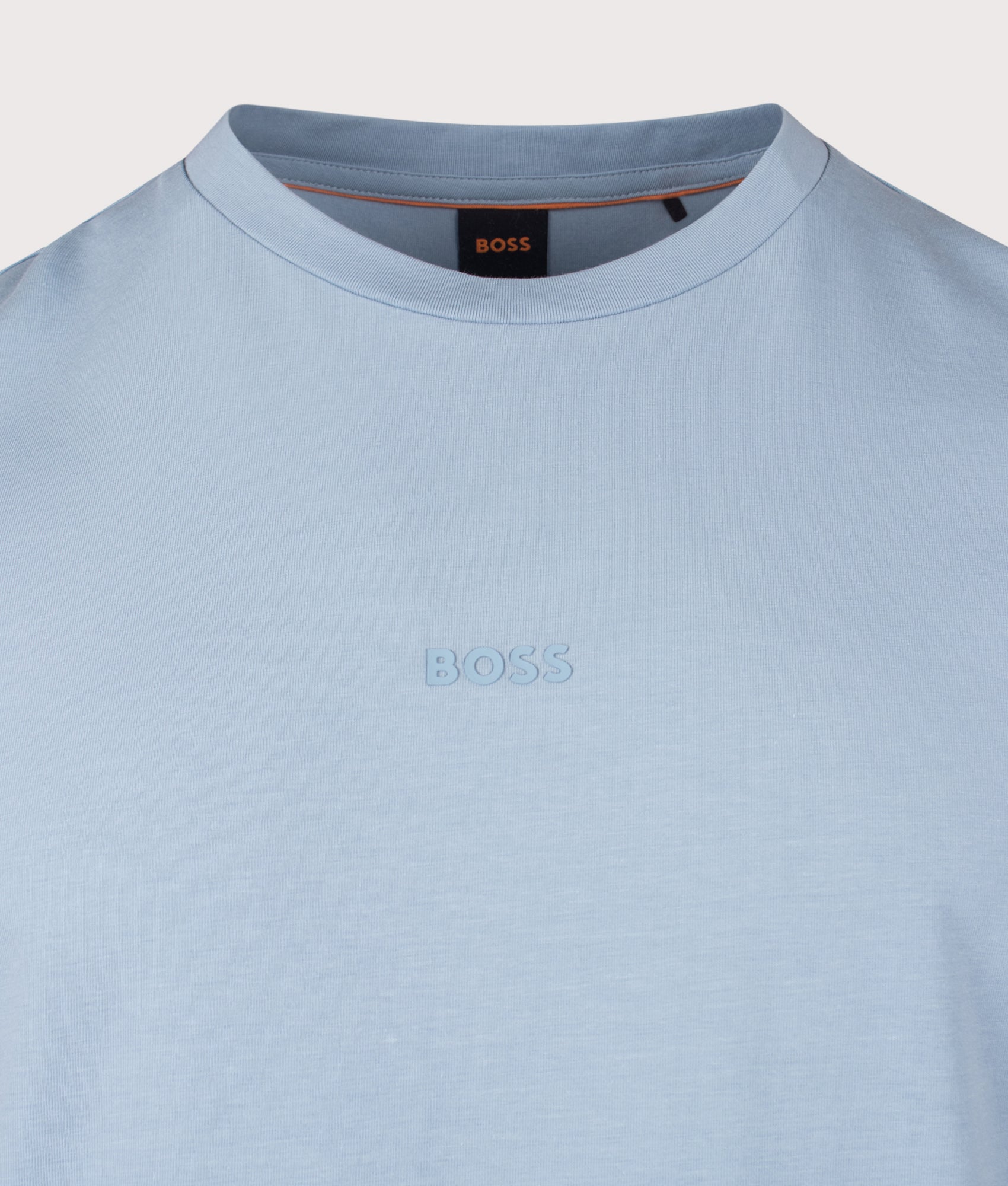 Relaxed Fit TChup T-Shirt in Light/Pastel Blue by BOSS. Shot by EQVVS. Detail shot.