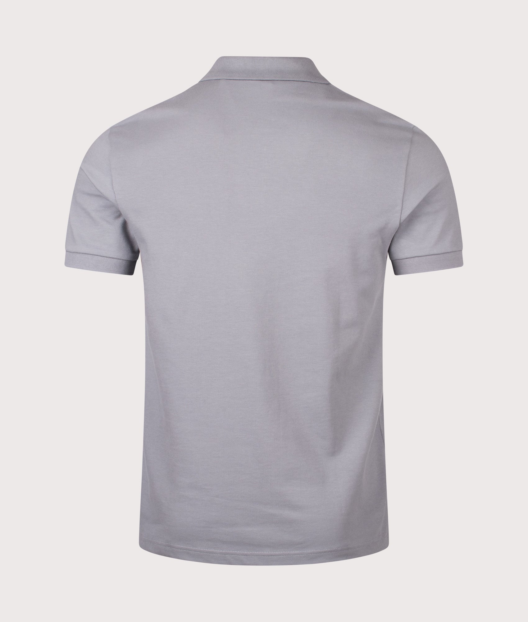BOSS Slim Fit Passenger Polo Shirt in Silver at EQVVS Menswear. Back shot.