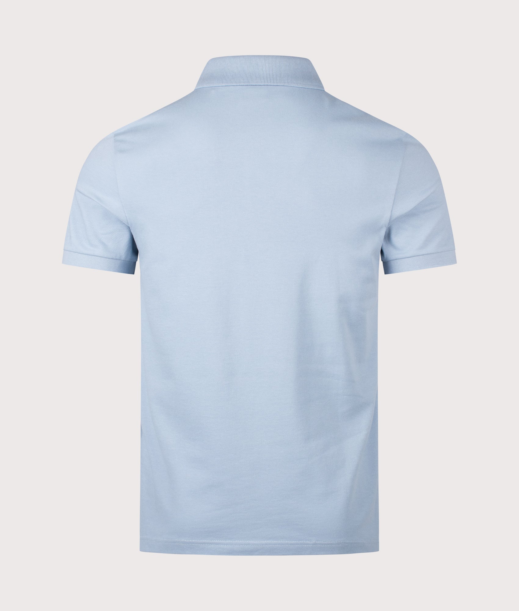 Slim Fit Passenger Polo Shirt in Light/Pastel Blue by BOSS. Shot by EQVVS. Back shot.