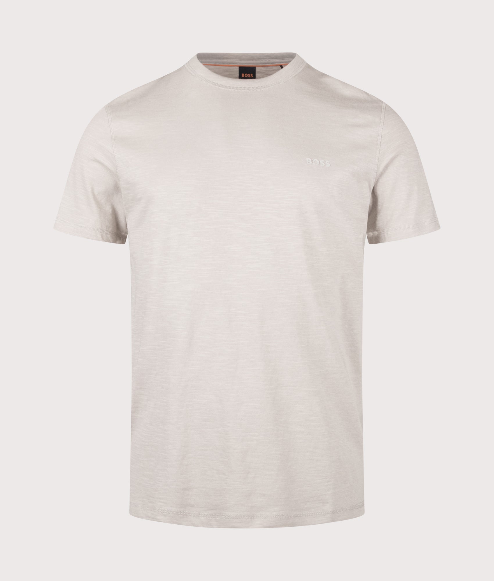 BOSS Tegood T-Shirt in Light/Pastel Open Grey at EQVVS Menswear. Front shot.