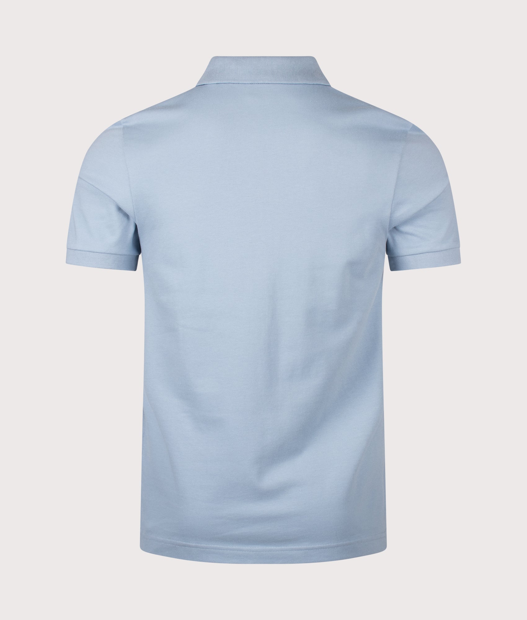Slim Fit Passerzip Polo Shirt in Light/Pastel Blue by BOSS. Shot by EQVVS. Back shot.
