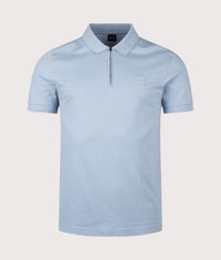 Slim Fit Passerzip Polo Shirt: 458 Light/Pastel Blue 