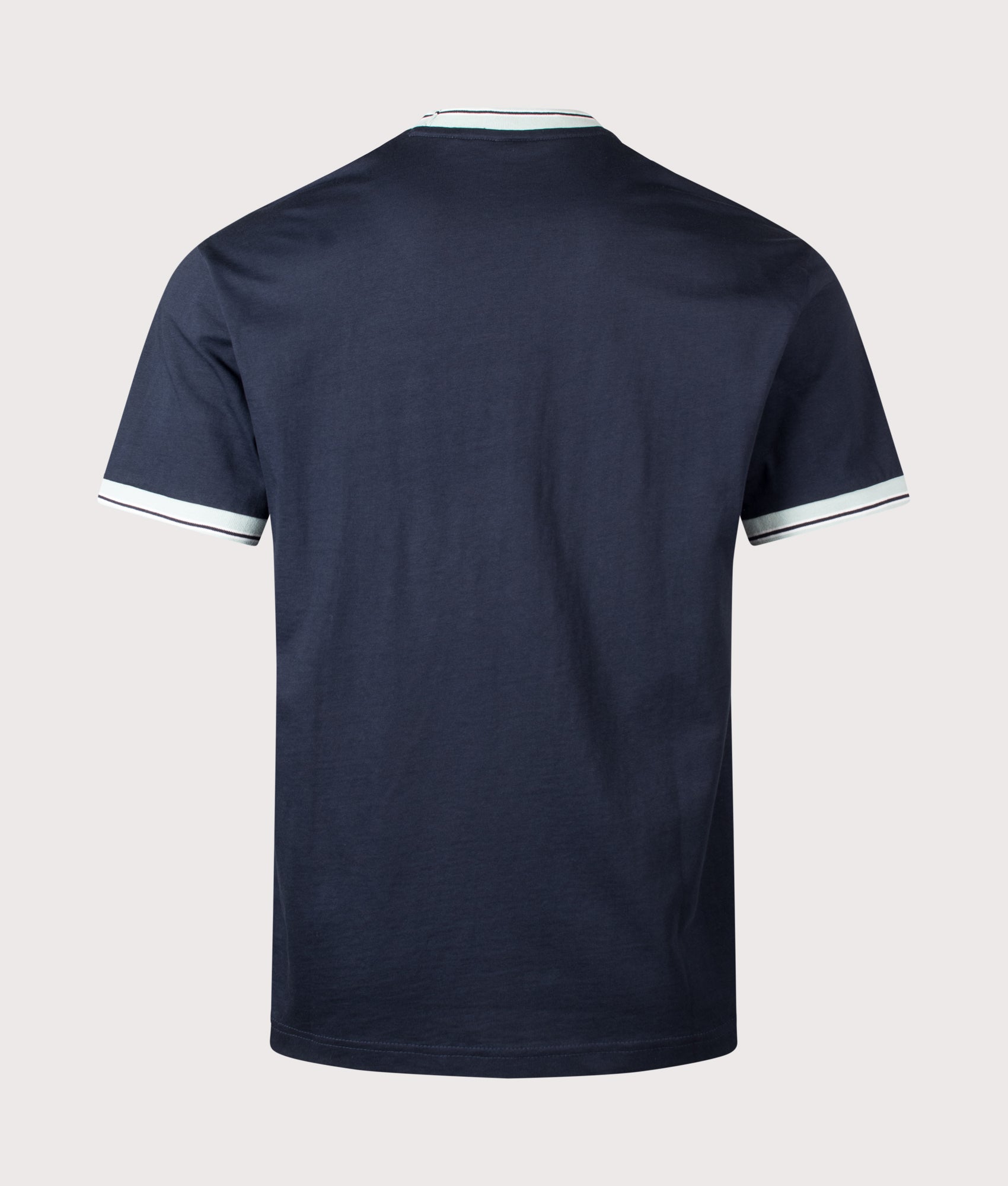 Blocks T-Shirt in Dark Blue by BOSS> Shot by EQVVS. Back shot.