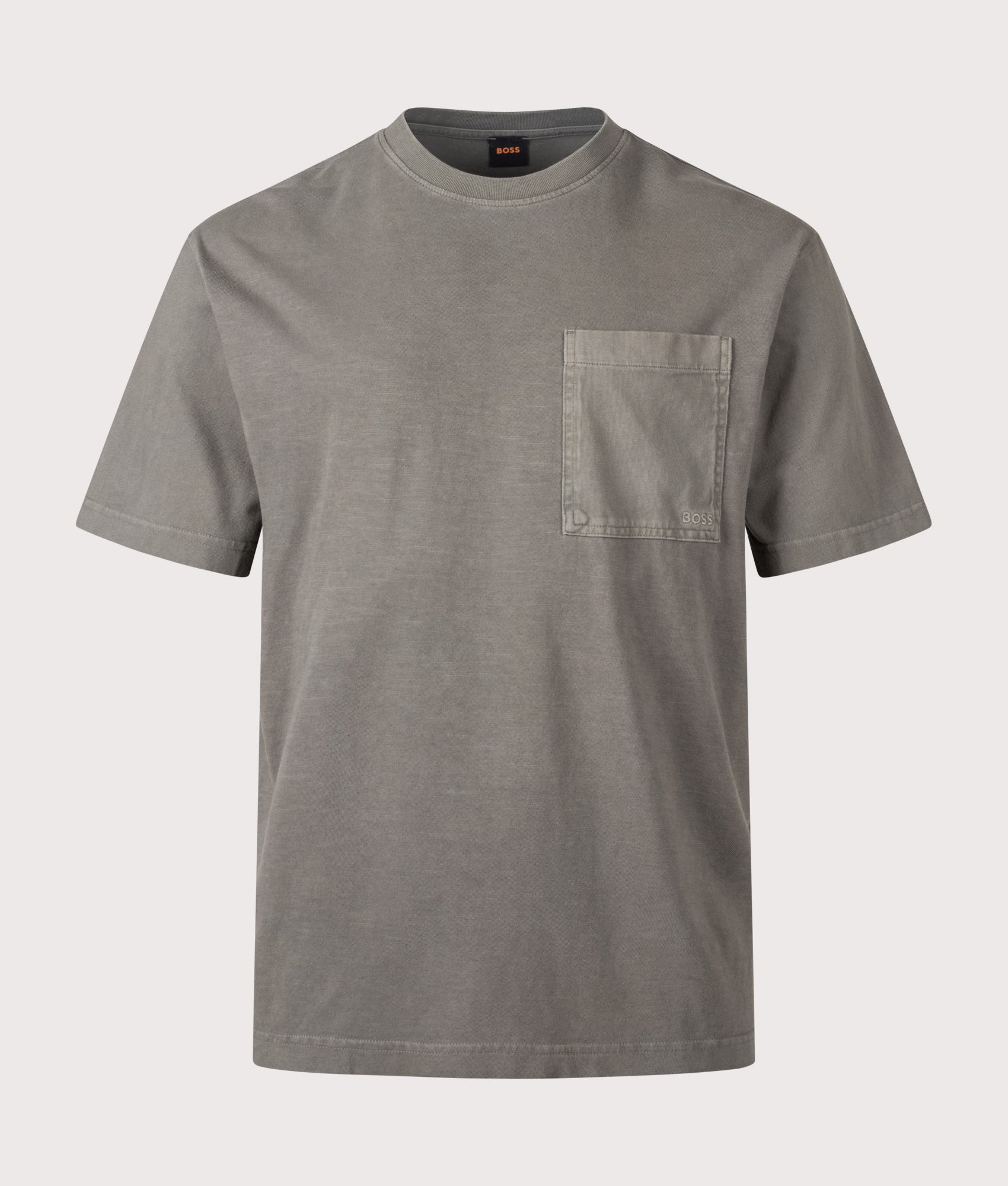 BOSS Laser T-Shirt in Open grey at EQVVS Menswear. Front shot.
